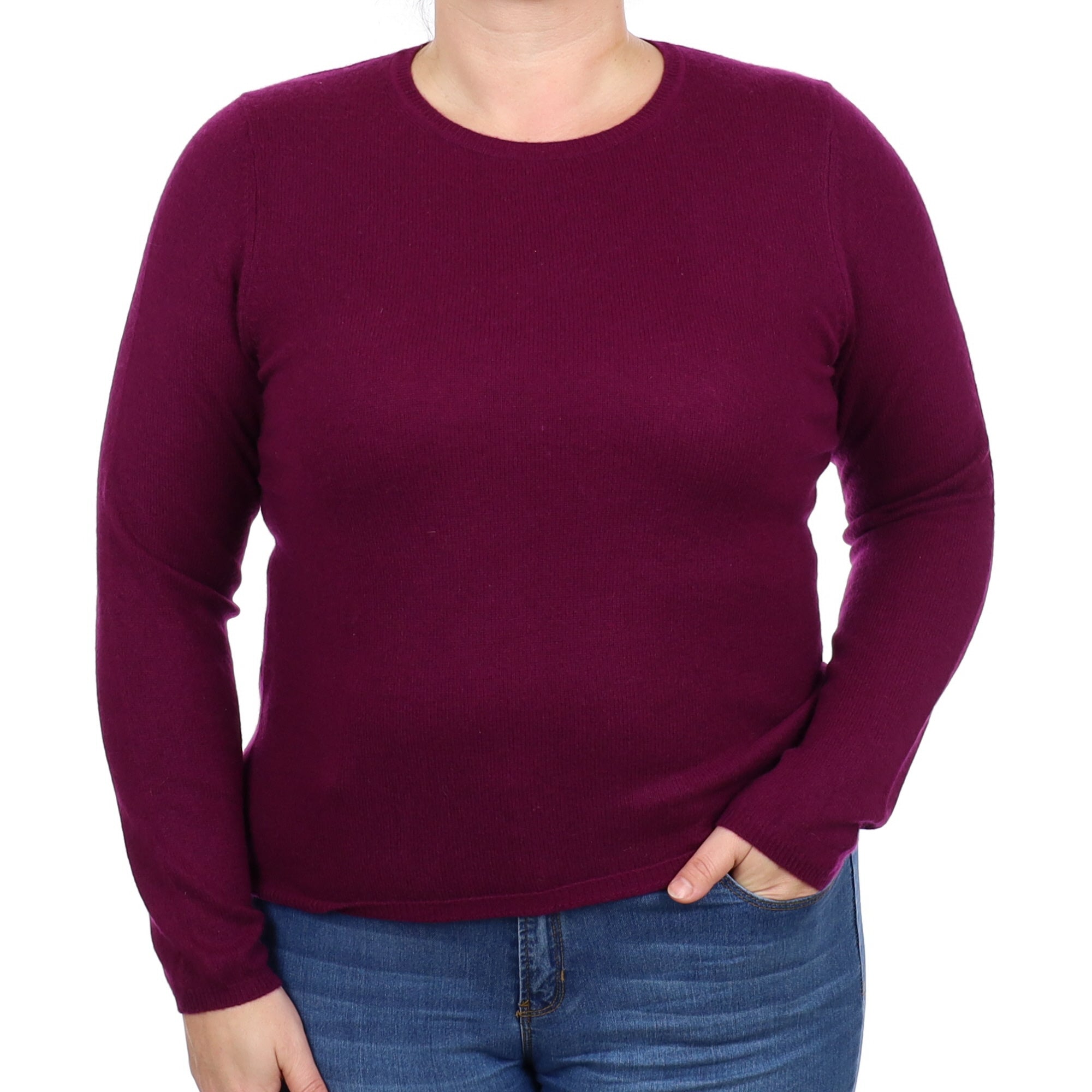 Fig Purple Cashmere Crew Neck Jumper Large