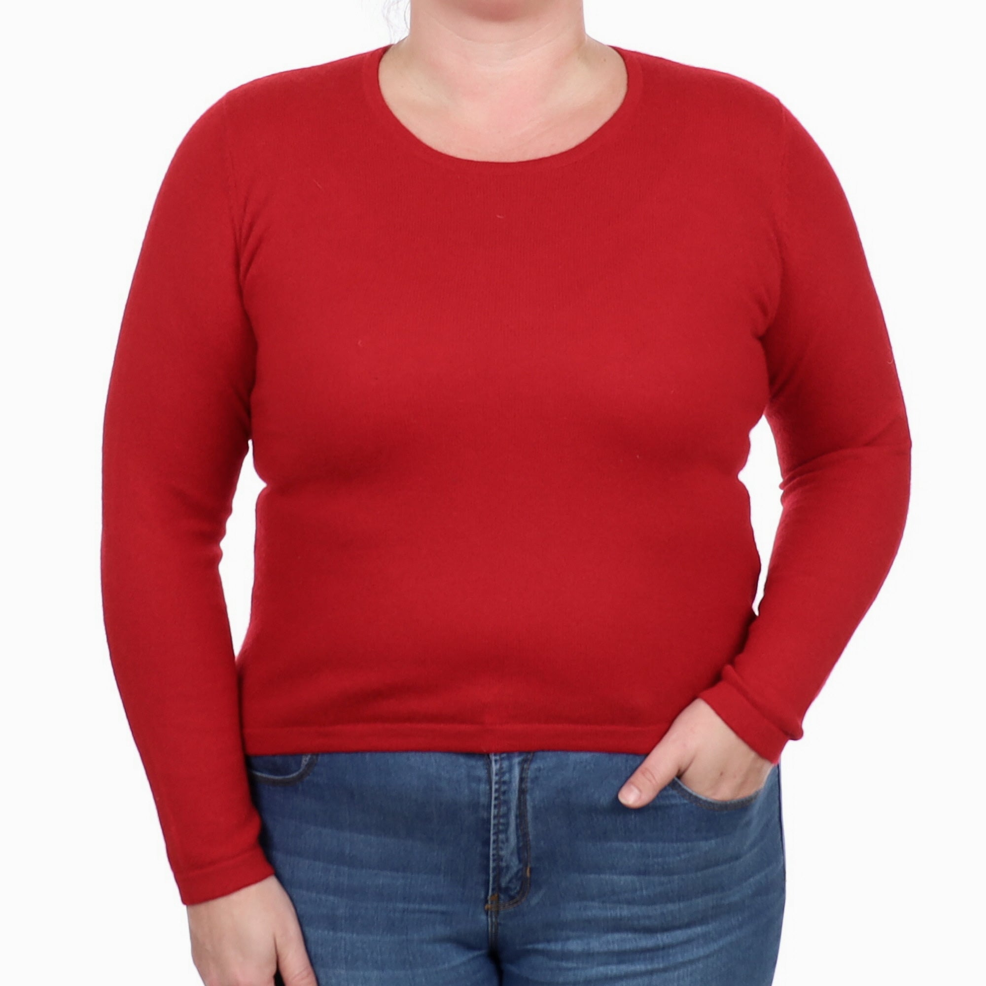 Post Box Red Cashmere Crew Neck Jumper Large