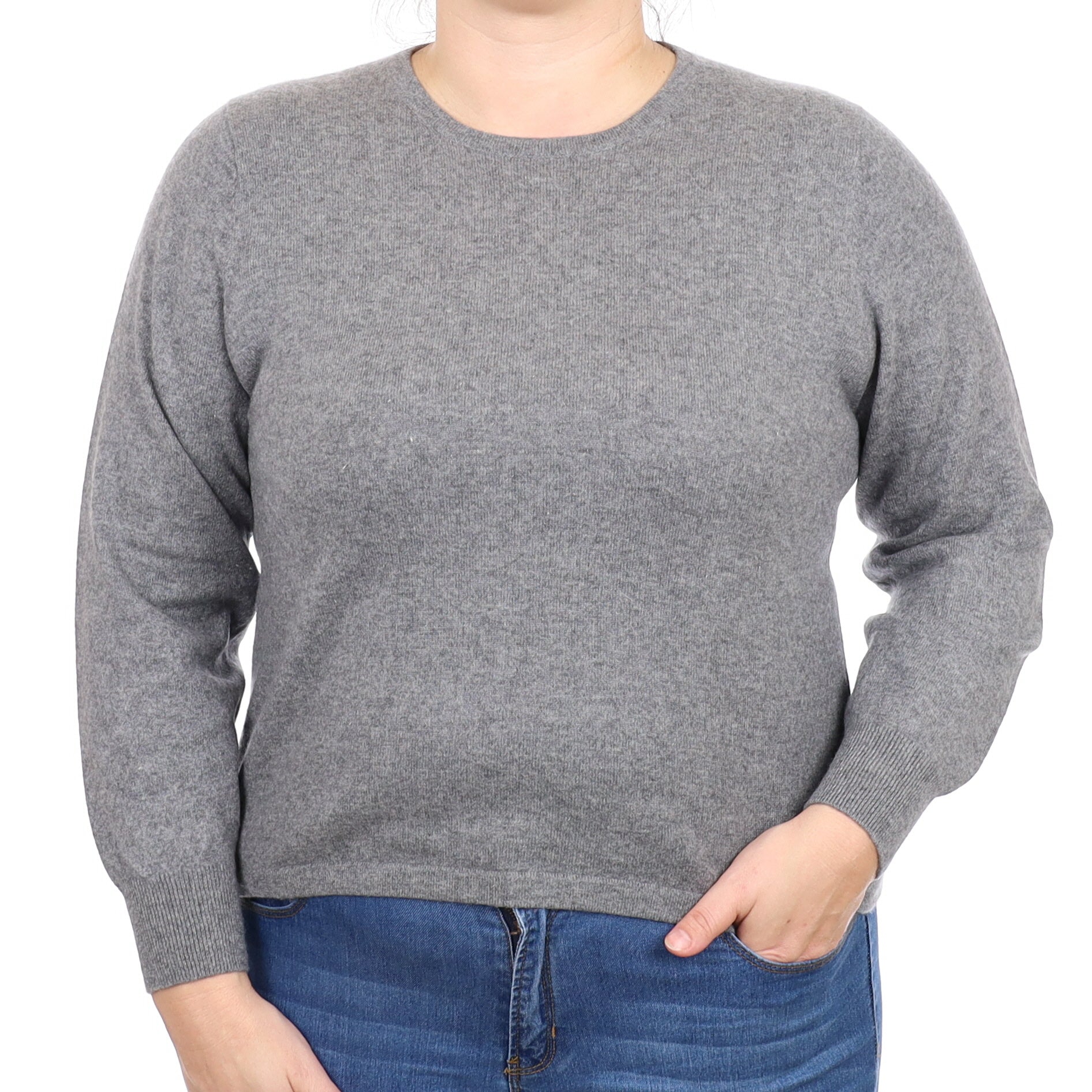 Ash Grey Cashmere Crew Neck Jumper Large