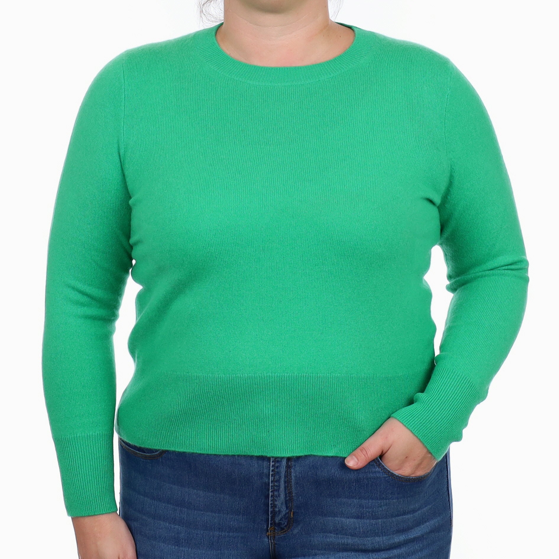 Parakeet Green Cashmere Crew Neck Jumper Large