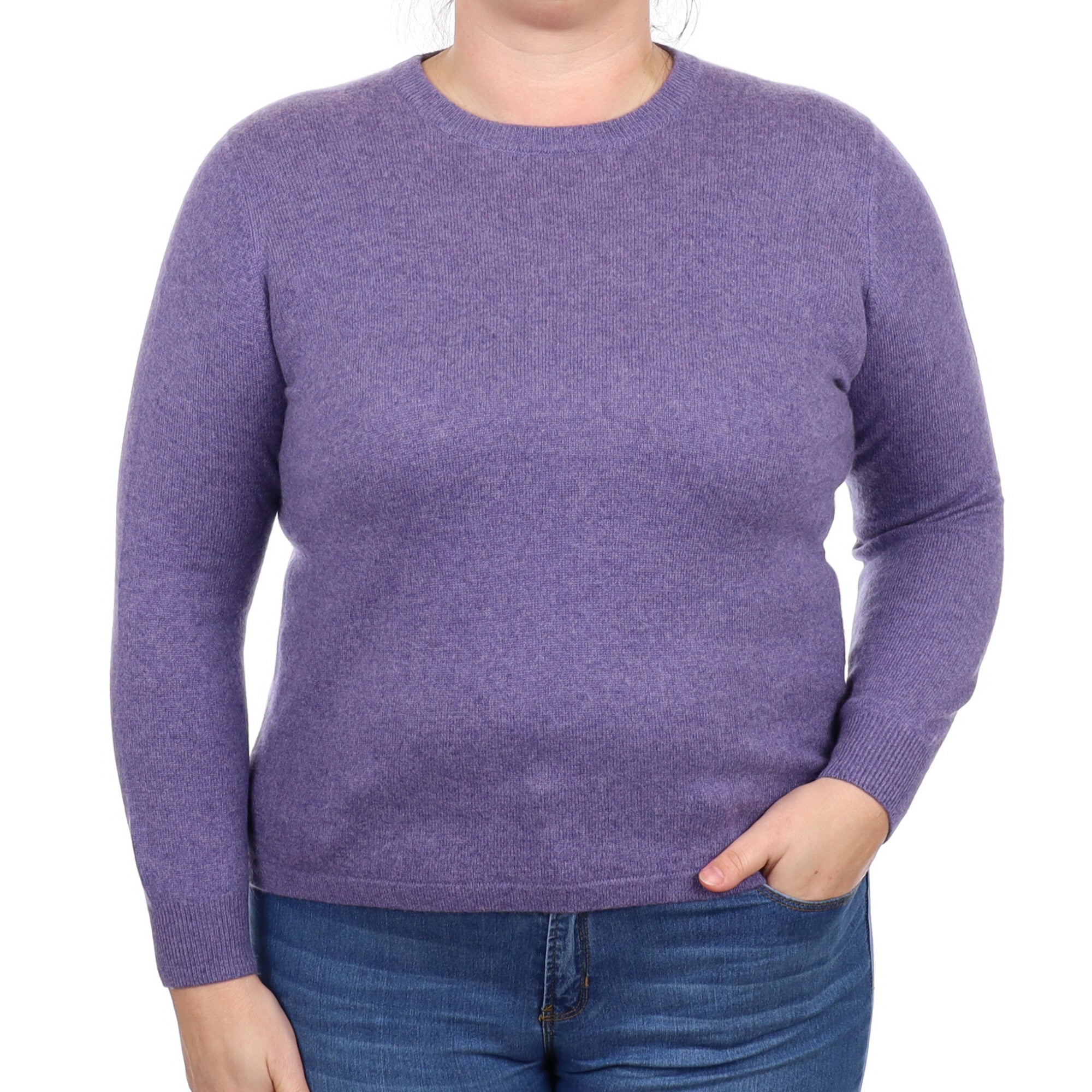 Lavender Purple Cashmere Crew Neck Jumper Large