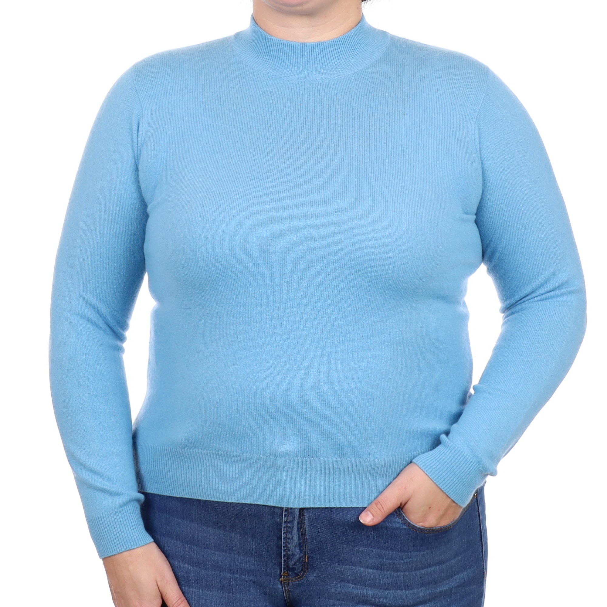 Sky Blue Cashmere Turtle Neck Jumper Large