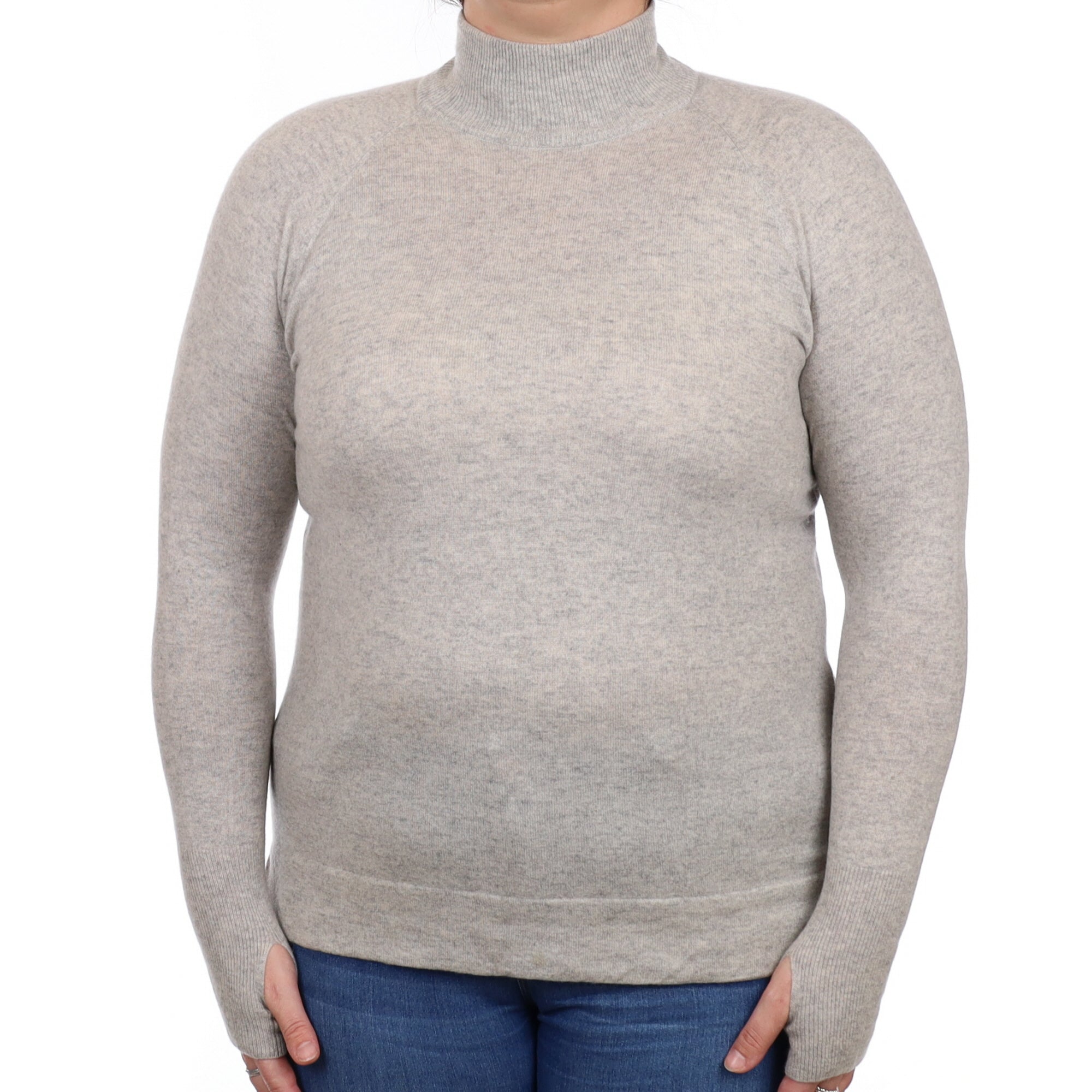 Mist Grey Cashmere Turtle Neck Jumper Large