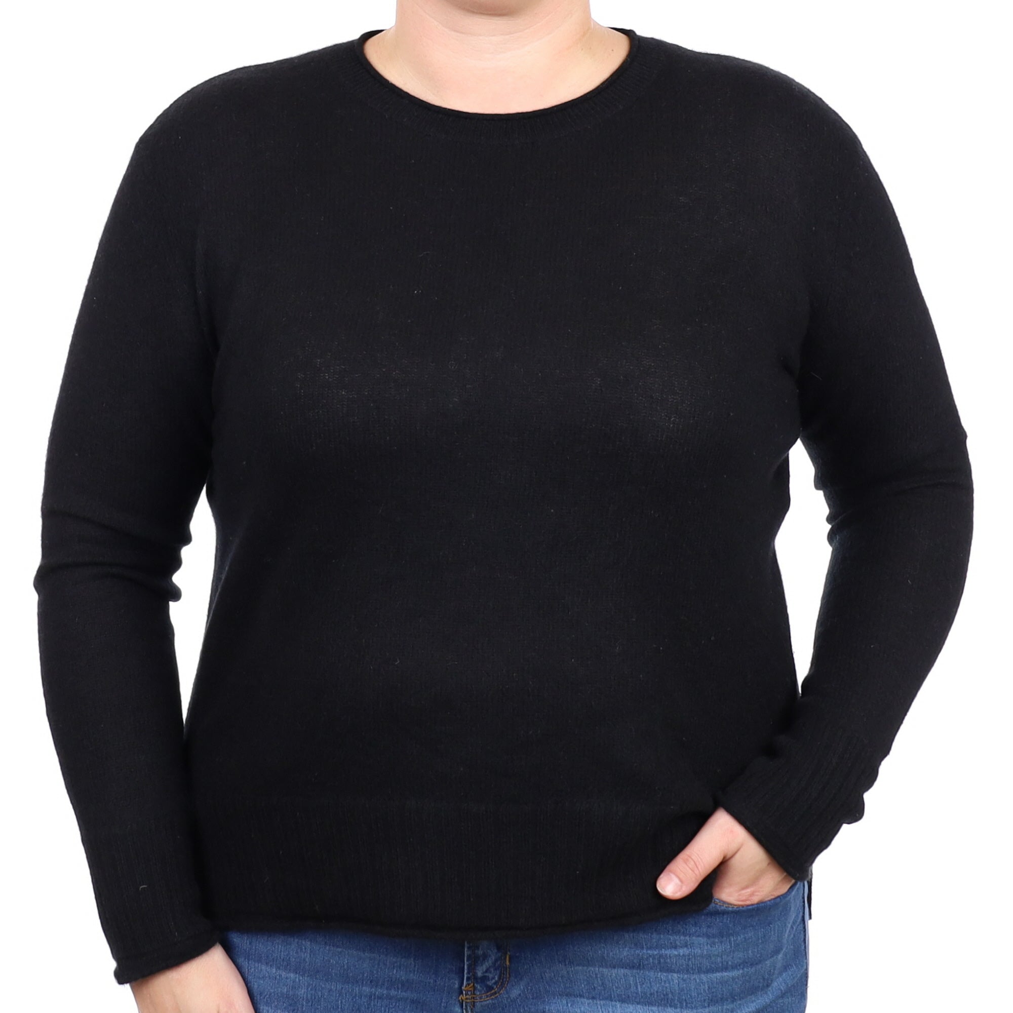 Black Cashmere Crew Neck Jumper Large