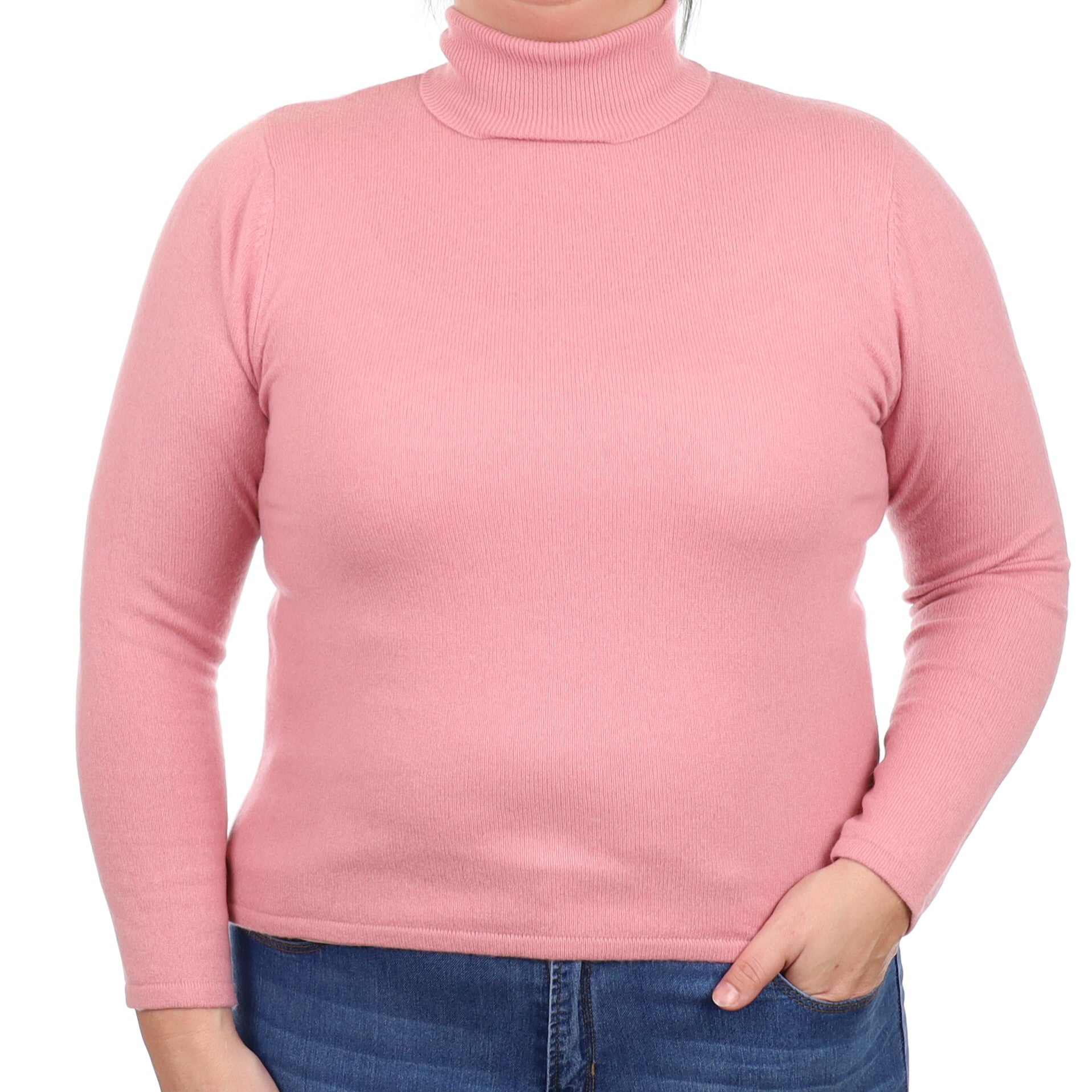 Sugar Mouse Pink Cashmere Polo Neck Jumper Large