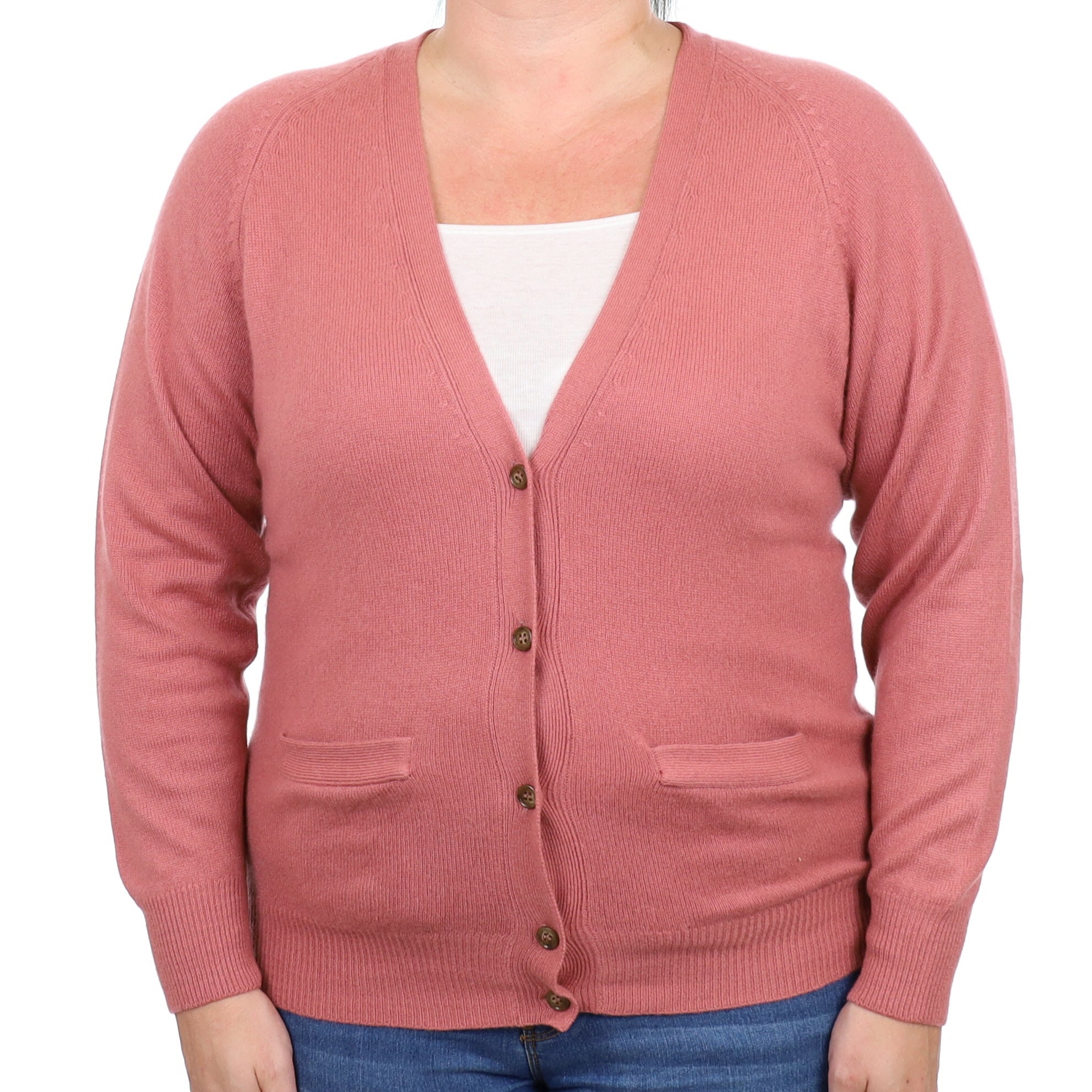 Rouge Pink Cashmere V Neck Cardigan Large