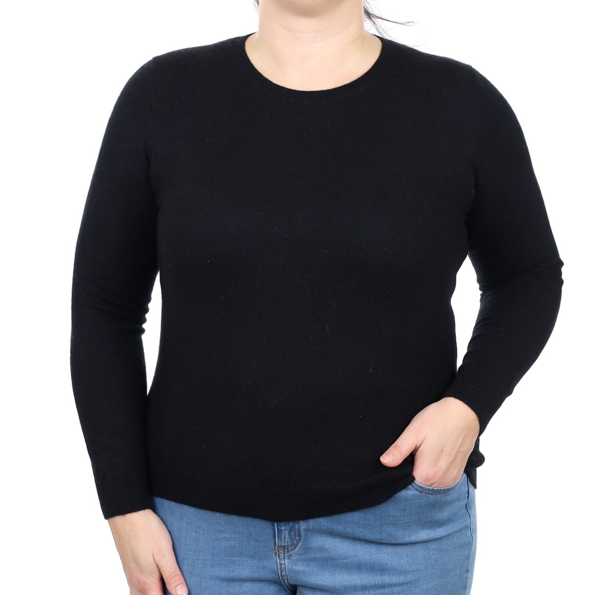 Black Cashmere Crew Neck Jumper Large