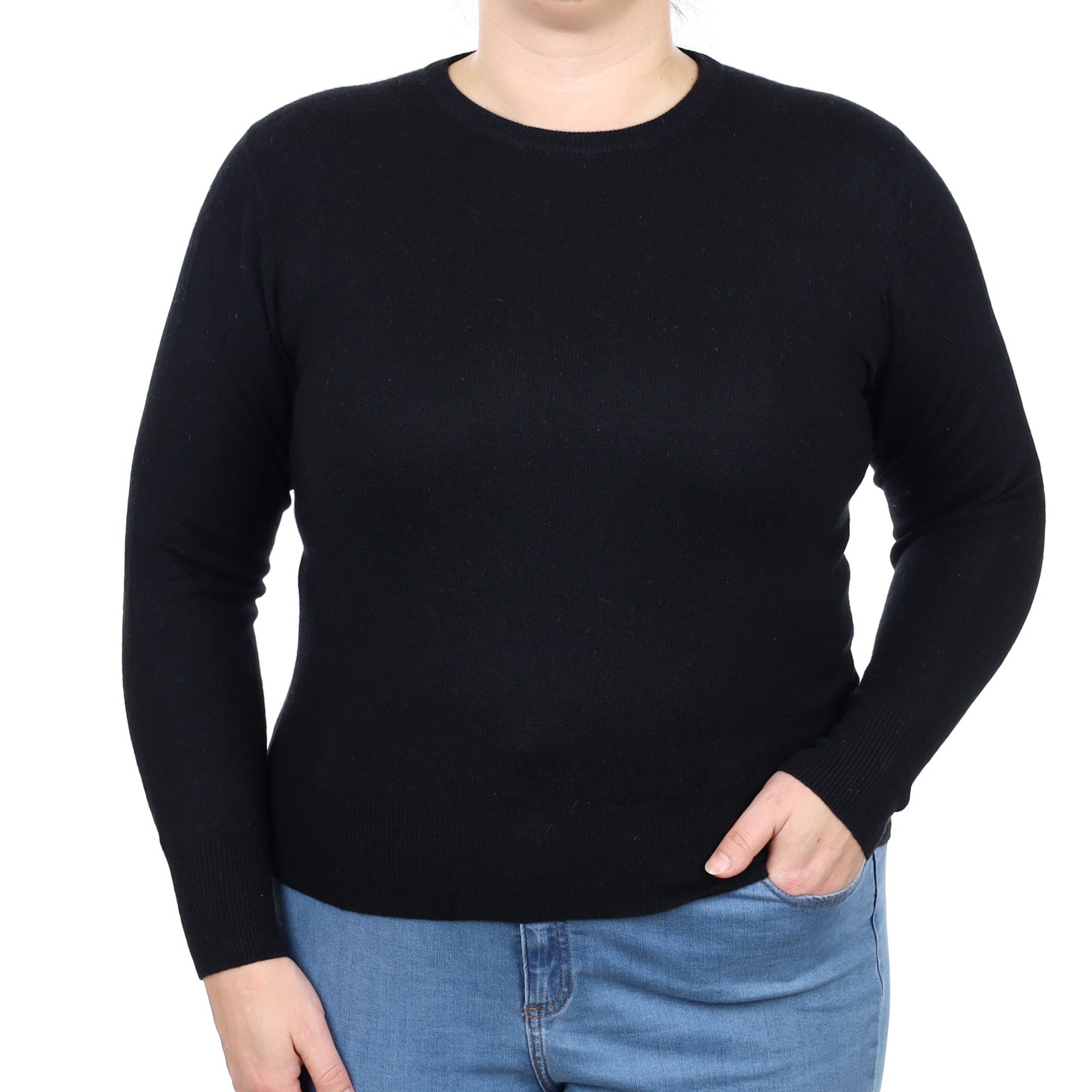 Black Cashmere Crew Neck Jumper Large