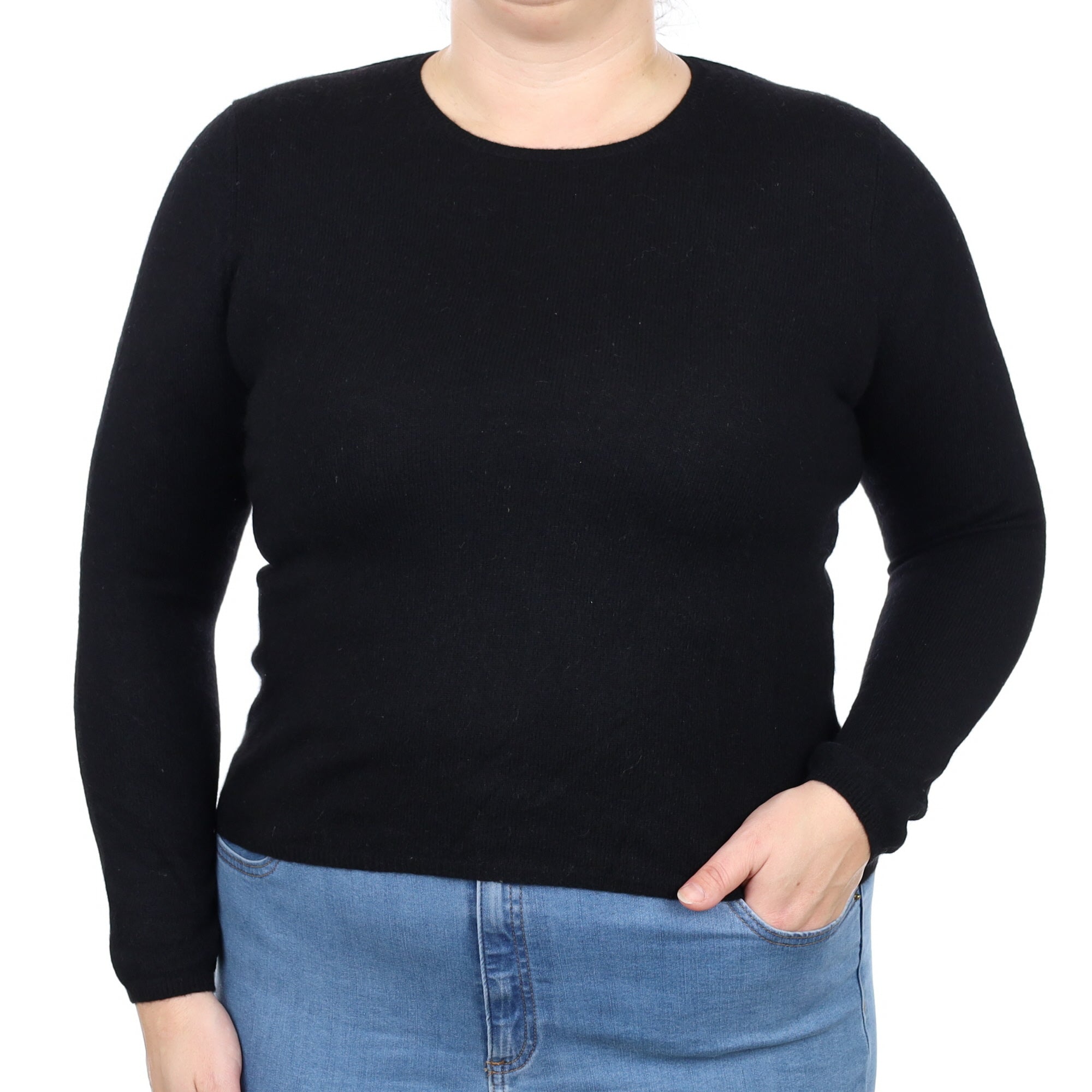 Black Cashmere Crew Neck Jumper Large Petite