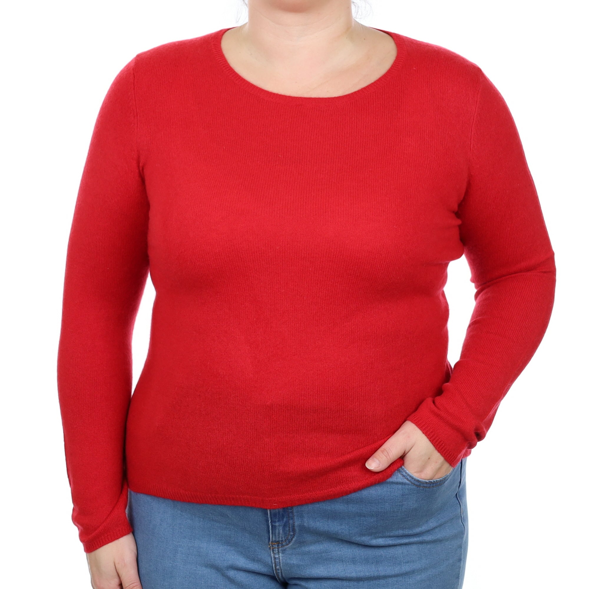 Post Box Red Cashmere Crew Neck Jumper Large