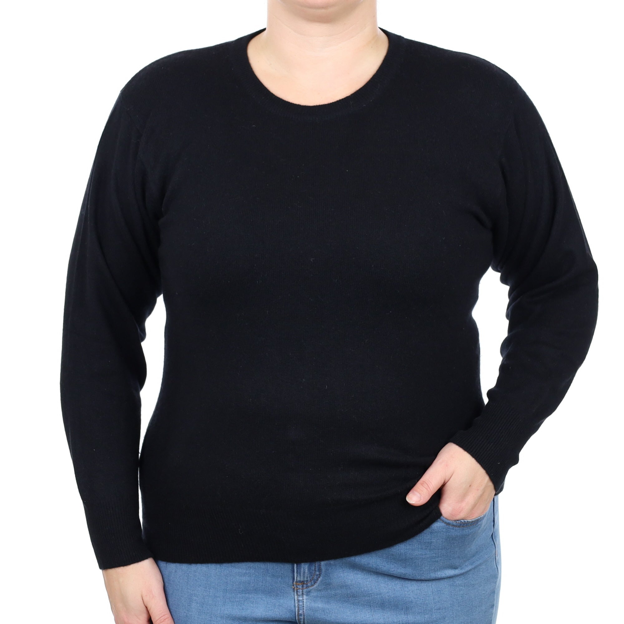 Black Cashmere Crew Neck Jumper Large