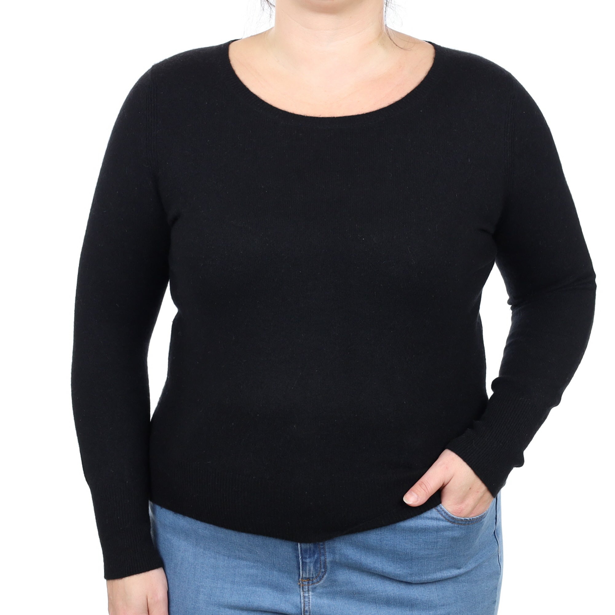 Black Cashmere Crew Neck Jumper Large