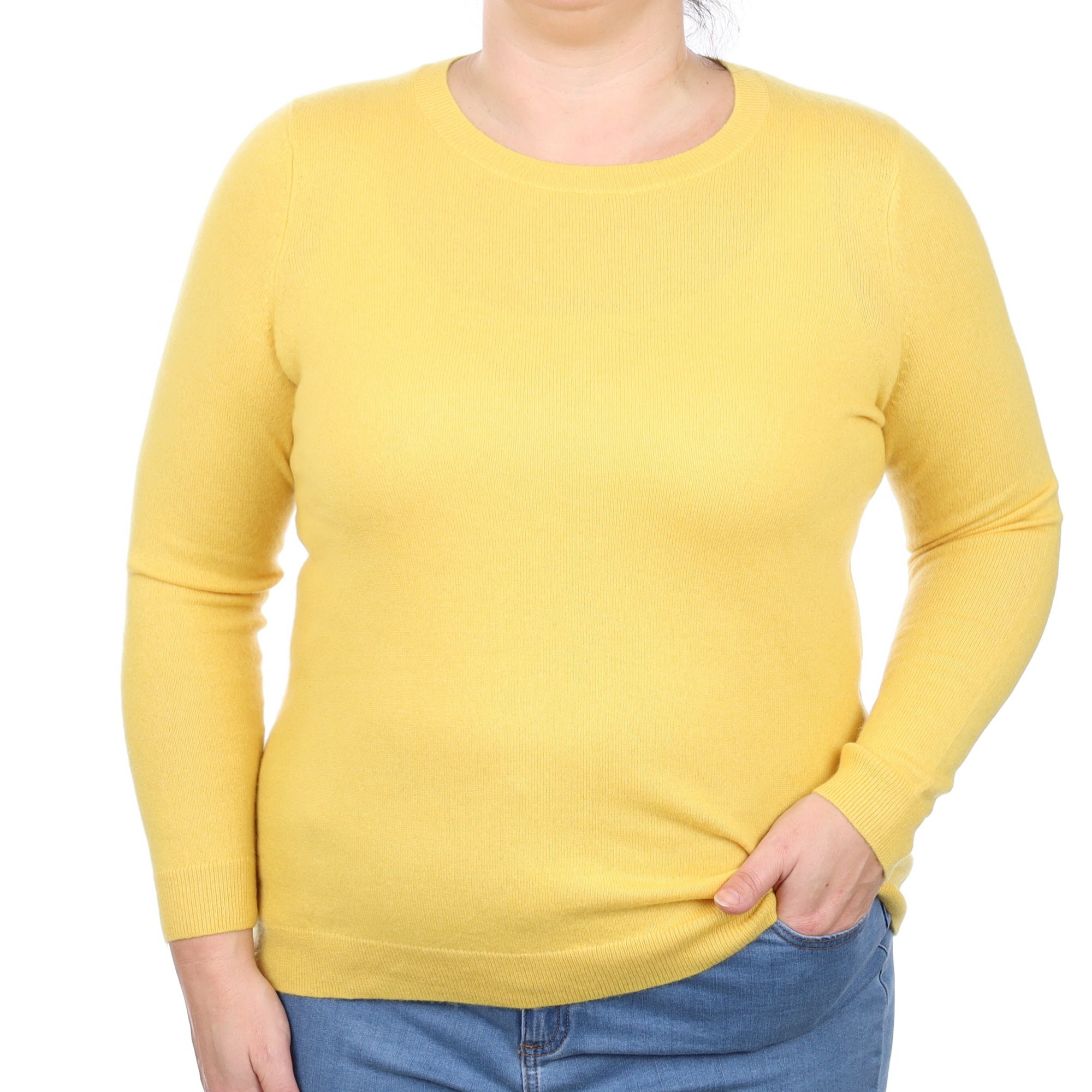 Sunflower Yellow Cashmere Crew Neck Jumper Large