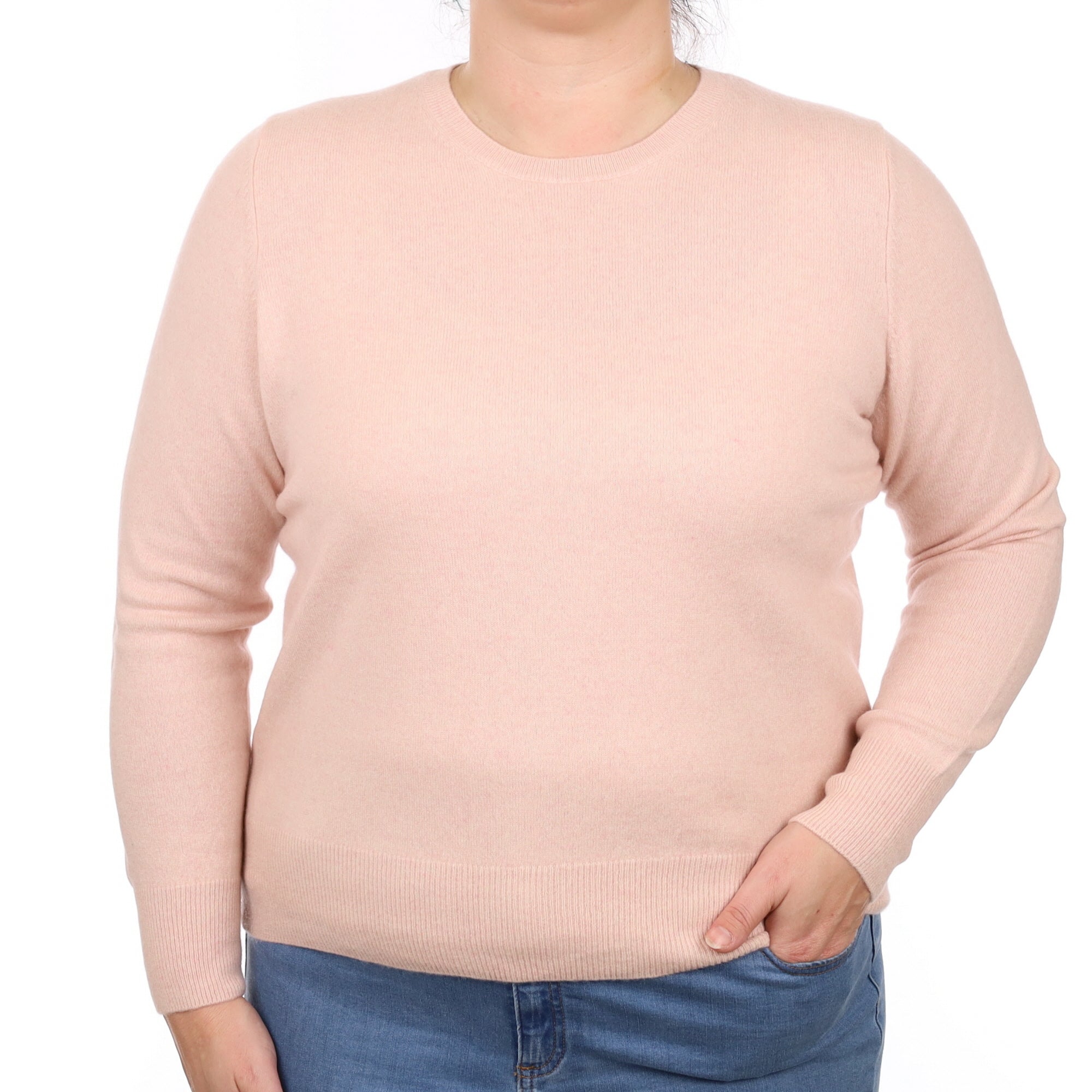 Shell Pink Cashmere Crew Neck Jumper Large