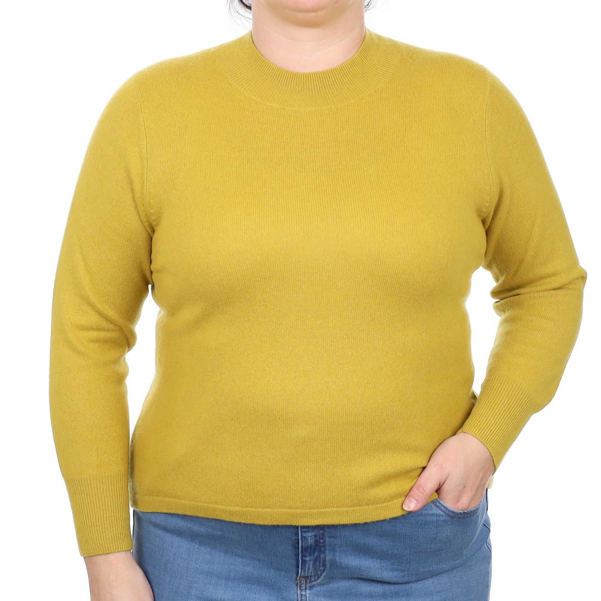 Lichen Yellow Cashmere Turtle Neck Jumper Large