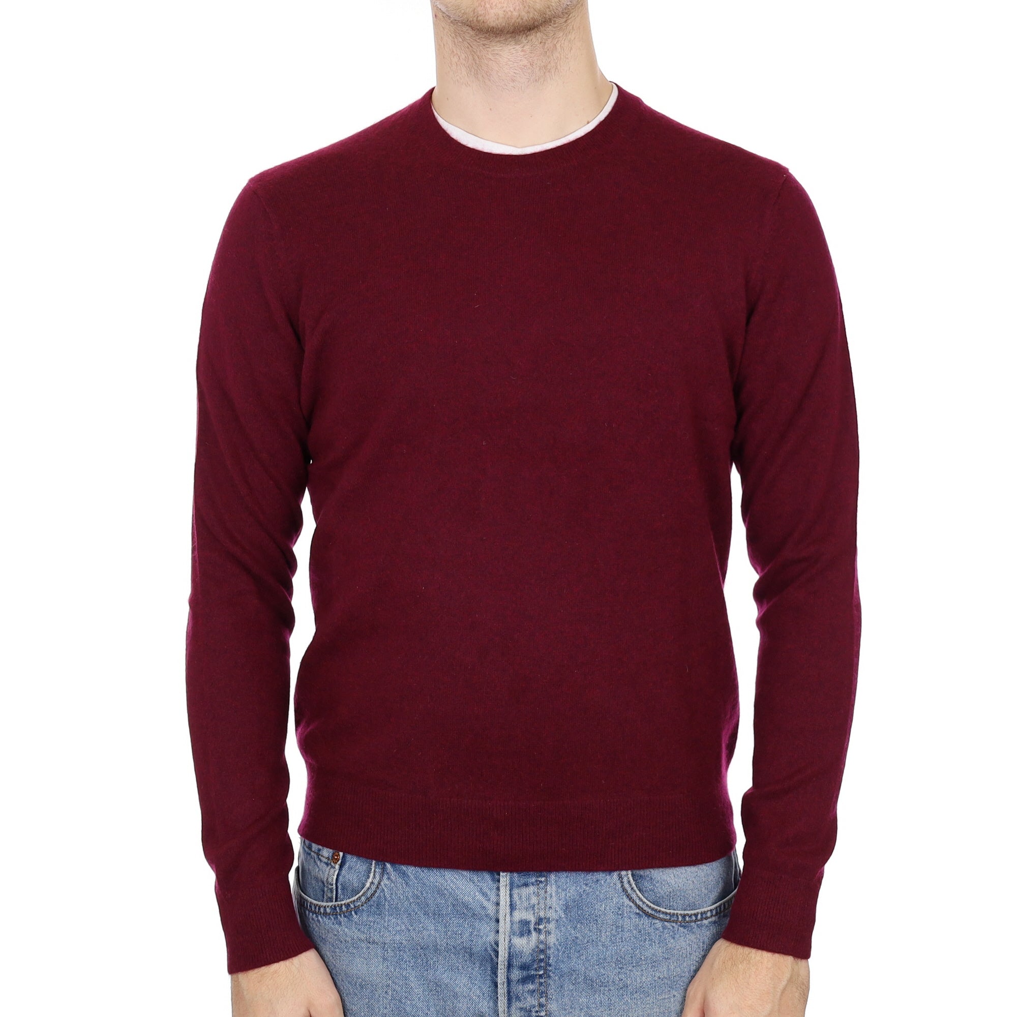 Men's Mulberry Purple Cashmere Crew Neck Jumper Medium