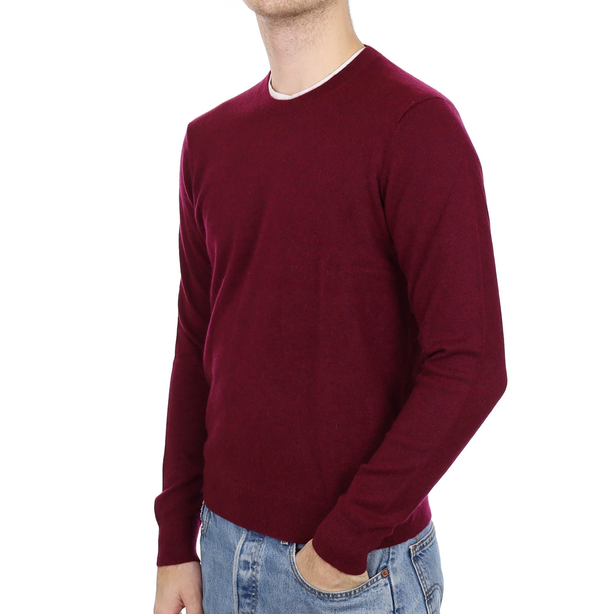 Men's Mulberry Purple Cashmere Crew Neck Jumper Medium