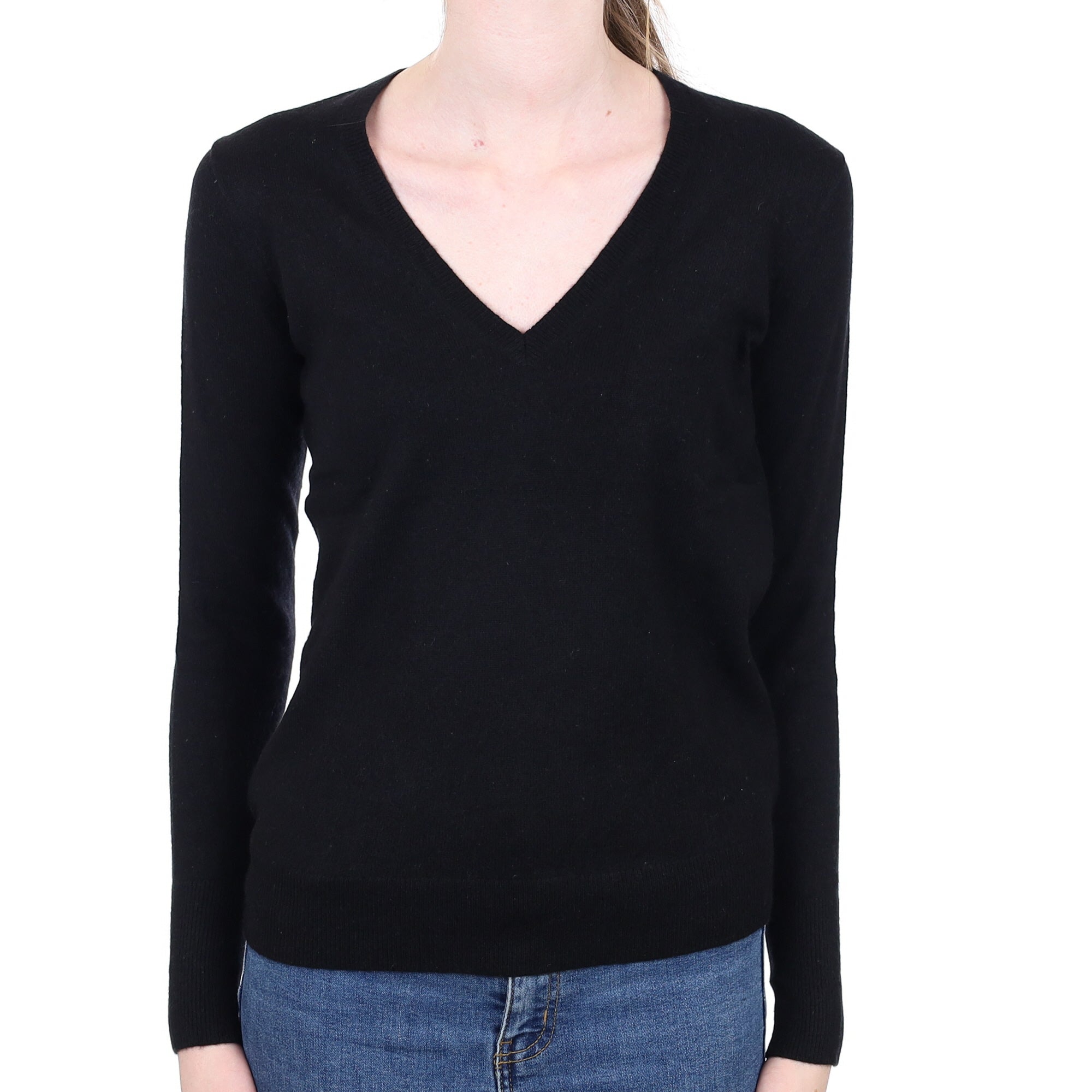 Everlane Black Cashmere V Neck Jumper Extra Small