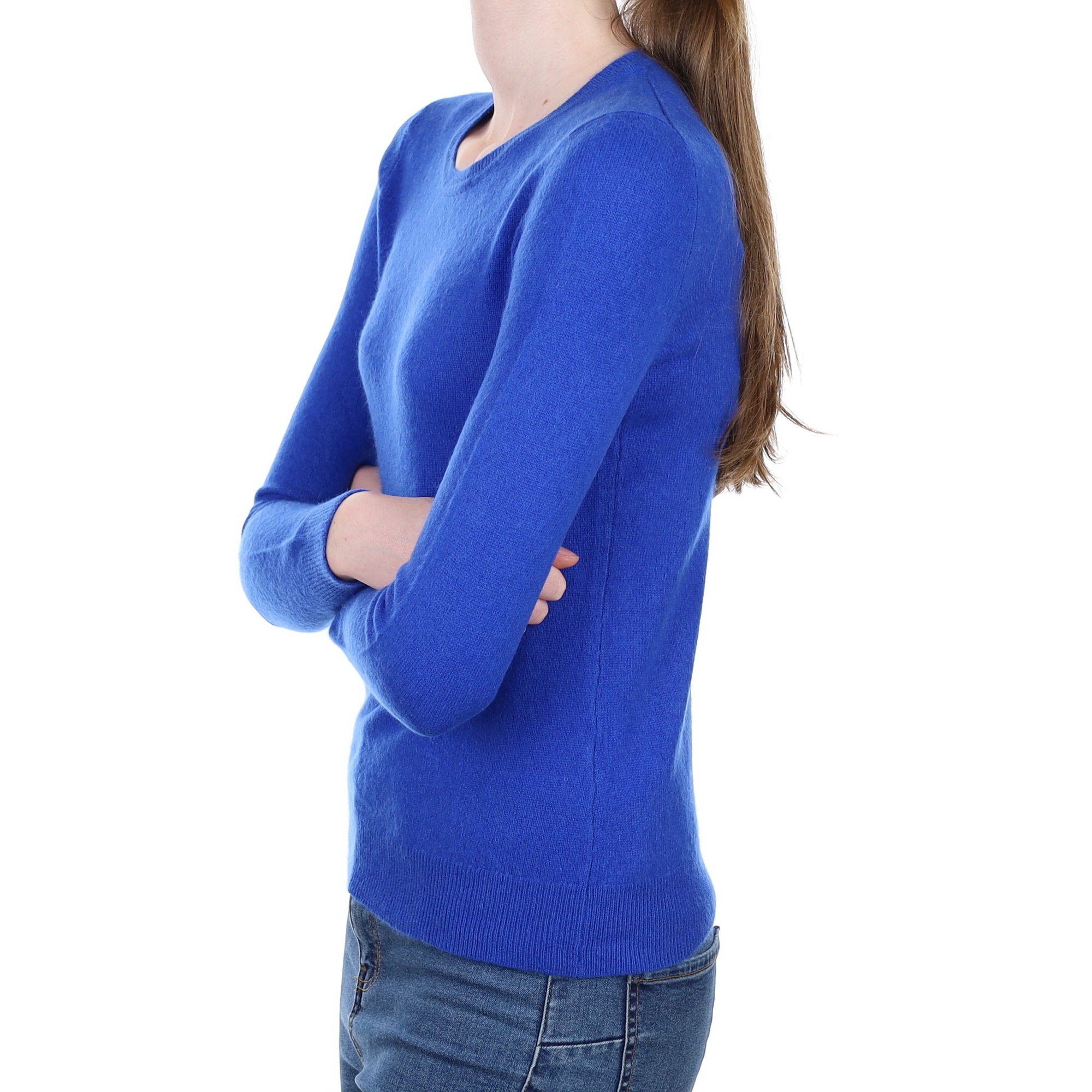 Electric Blue Cashmere Crew Neck Jumper Extra Small