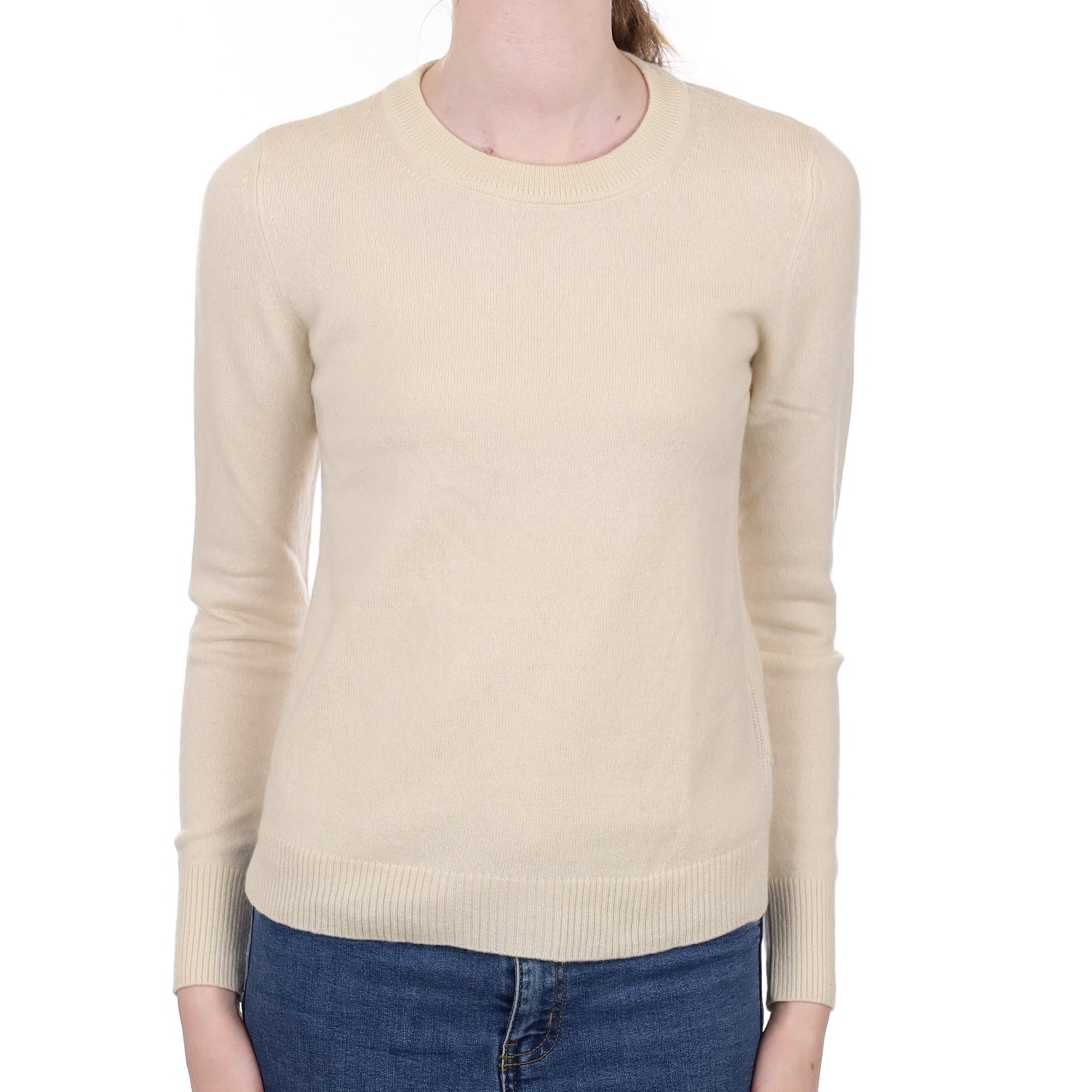 Ivory Cashmere Crew Neck Jumper Extra Small