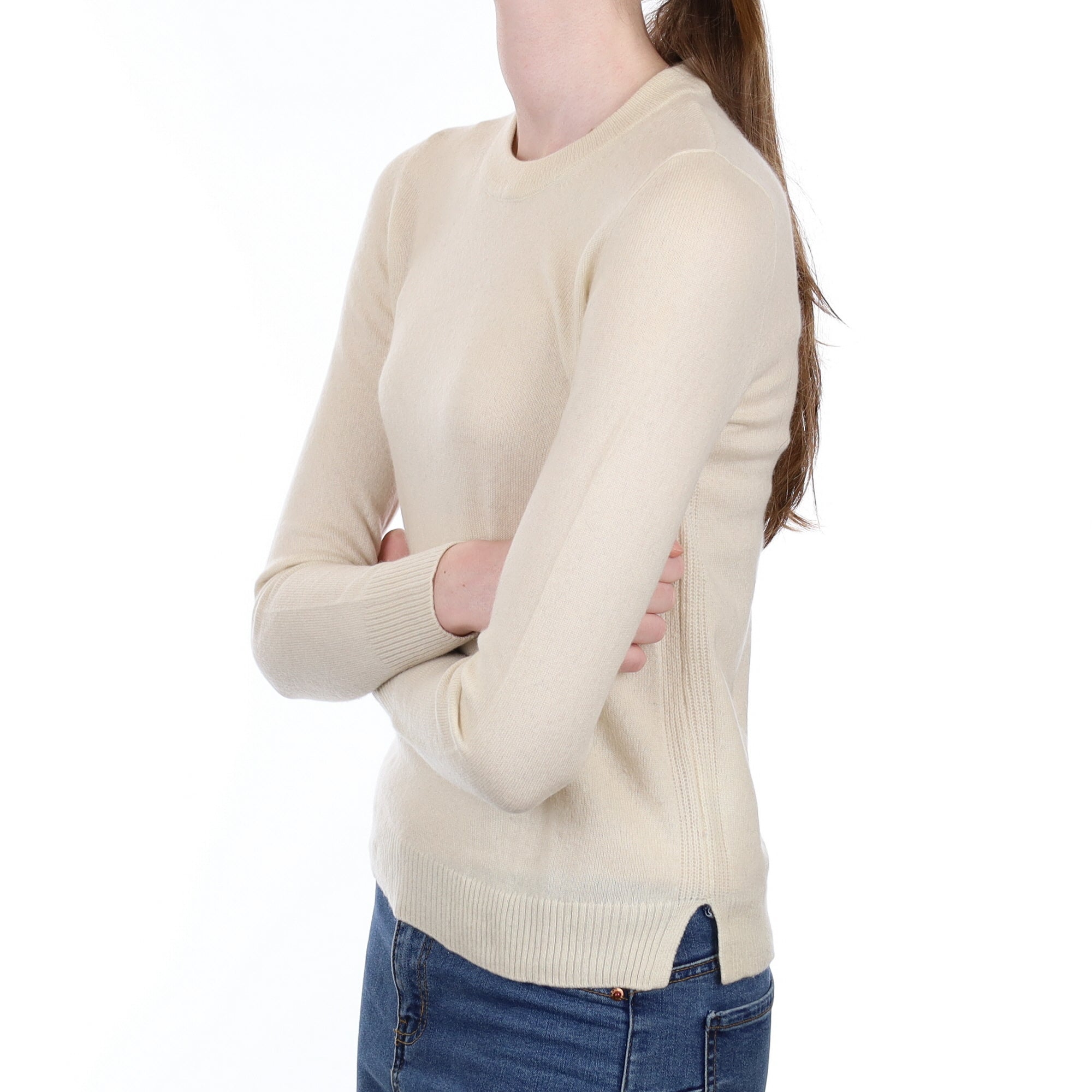 Ivory Cashmere Crew Neck Jumper Extra Small