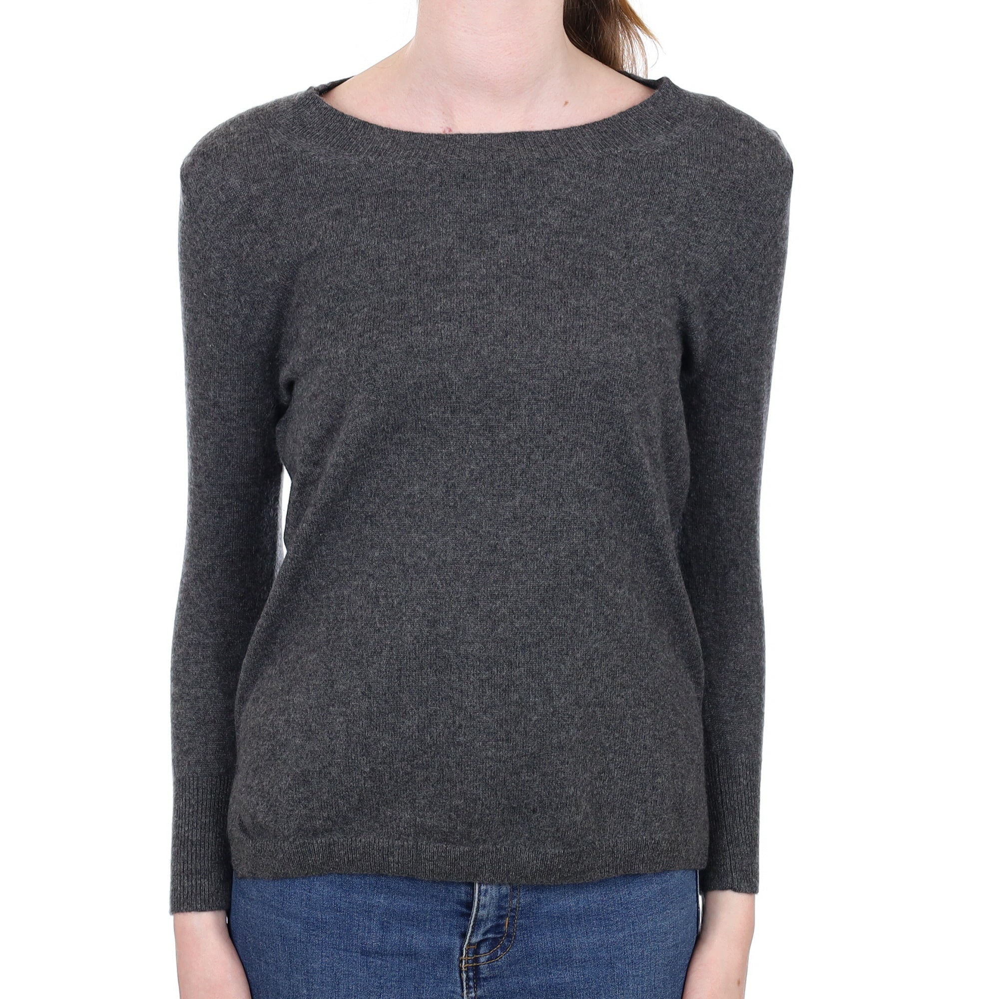 Slate Grey Cashmere Crew Neck Jumper Extra Small