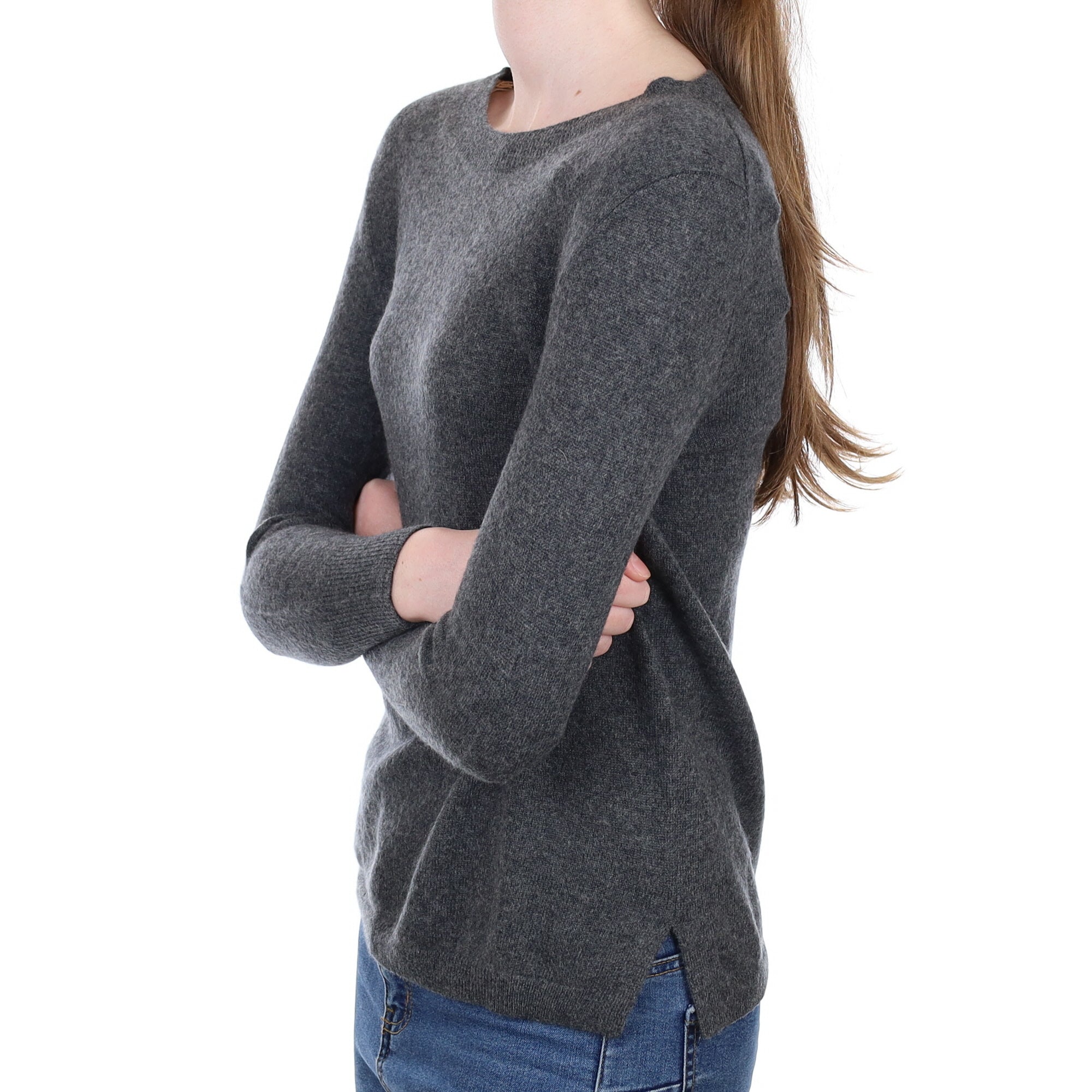 Slate Grey Cashmere Crew Neck Jumper Extra Small