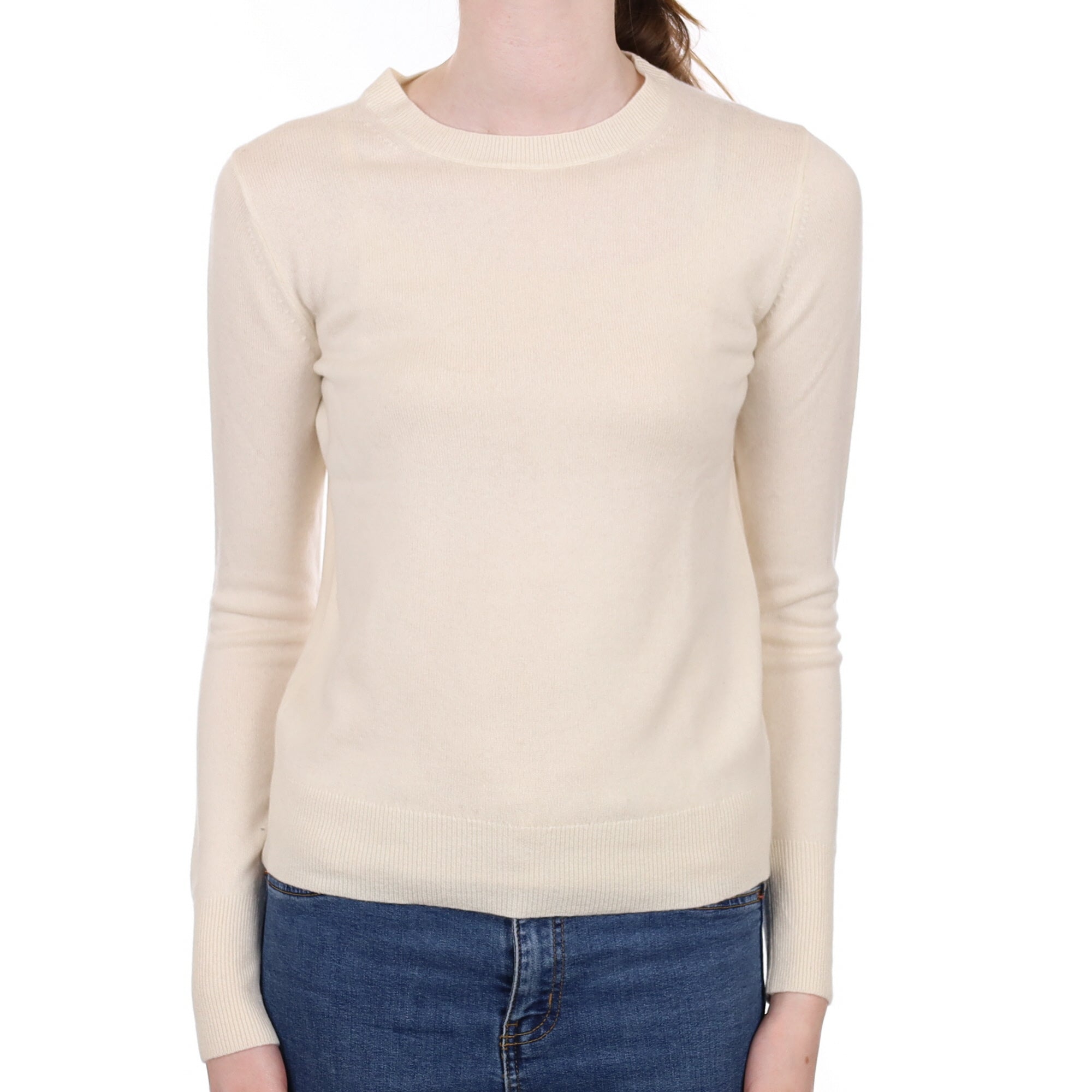 Vanilla Cream Cashmere Crew Neck Jumper Extra Small