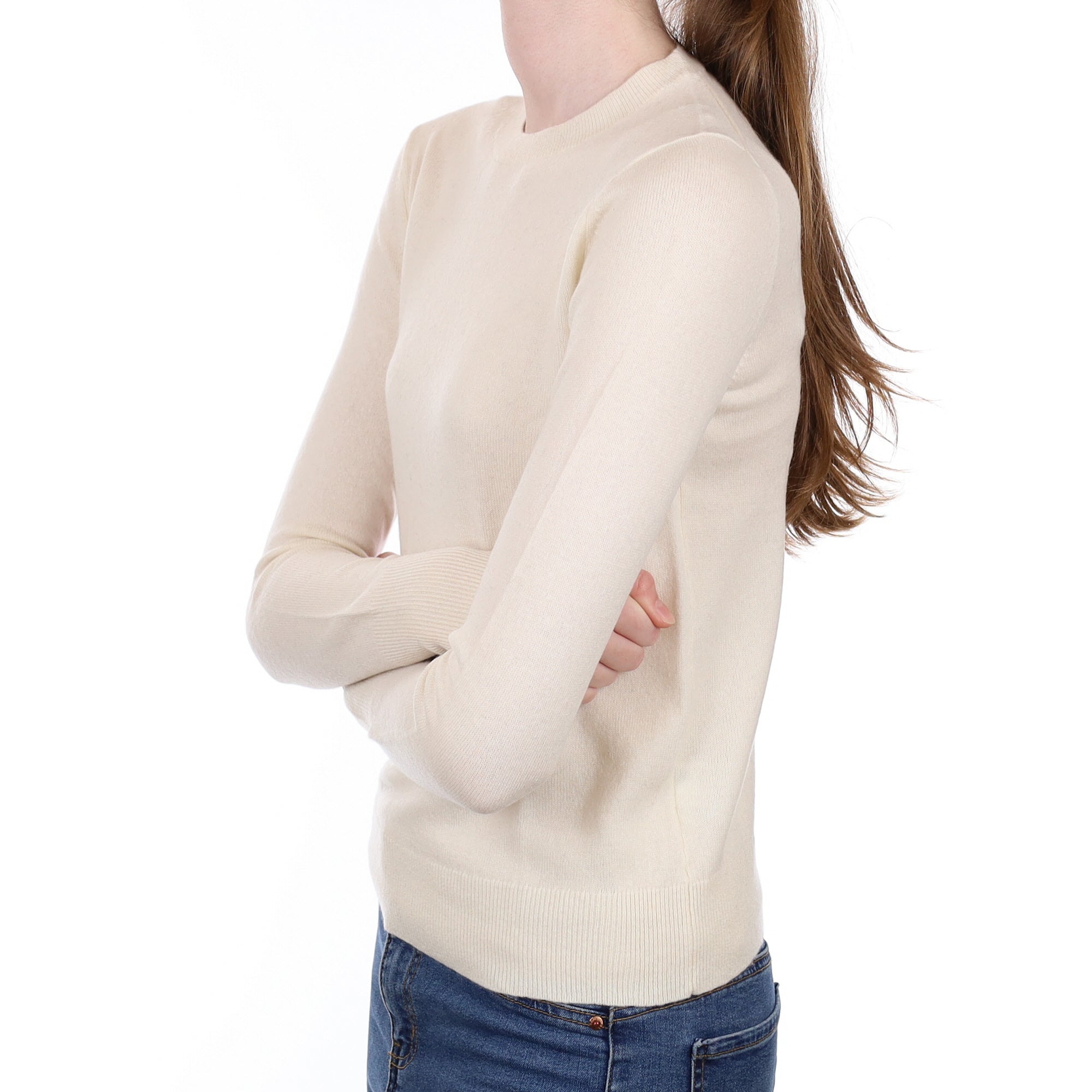 Vanilla Cream Cashmere Crew Neck Jumper Extra Small