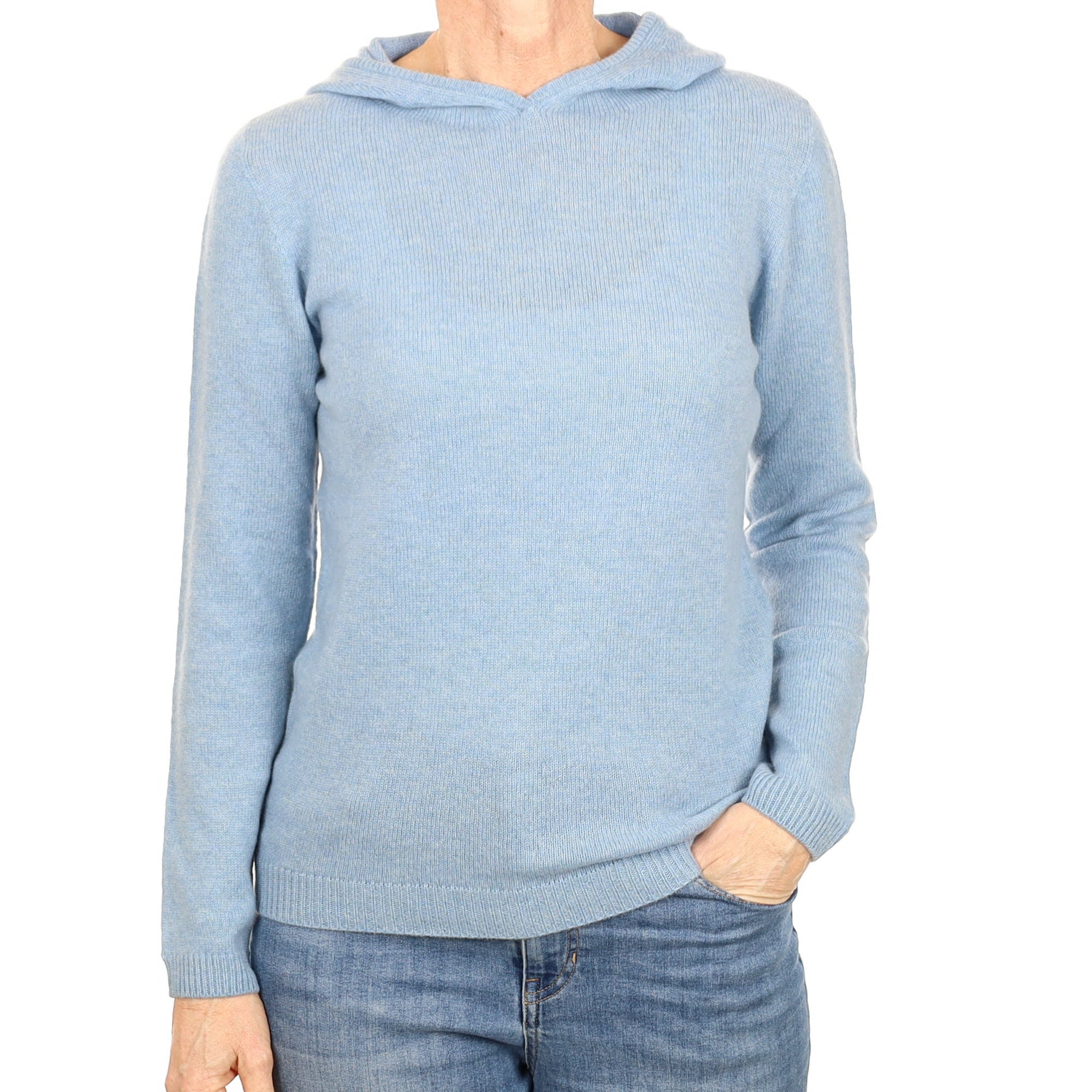 Brand New Scottish Hazy Blue Cashmere Hoodie Small