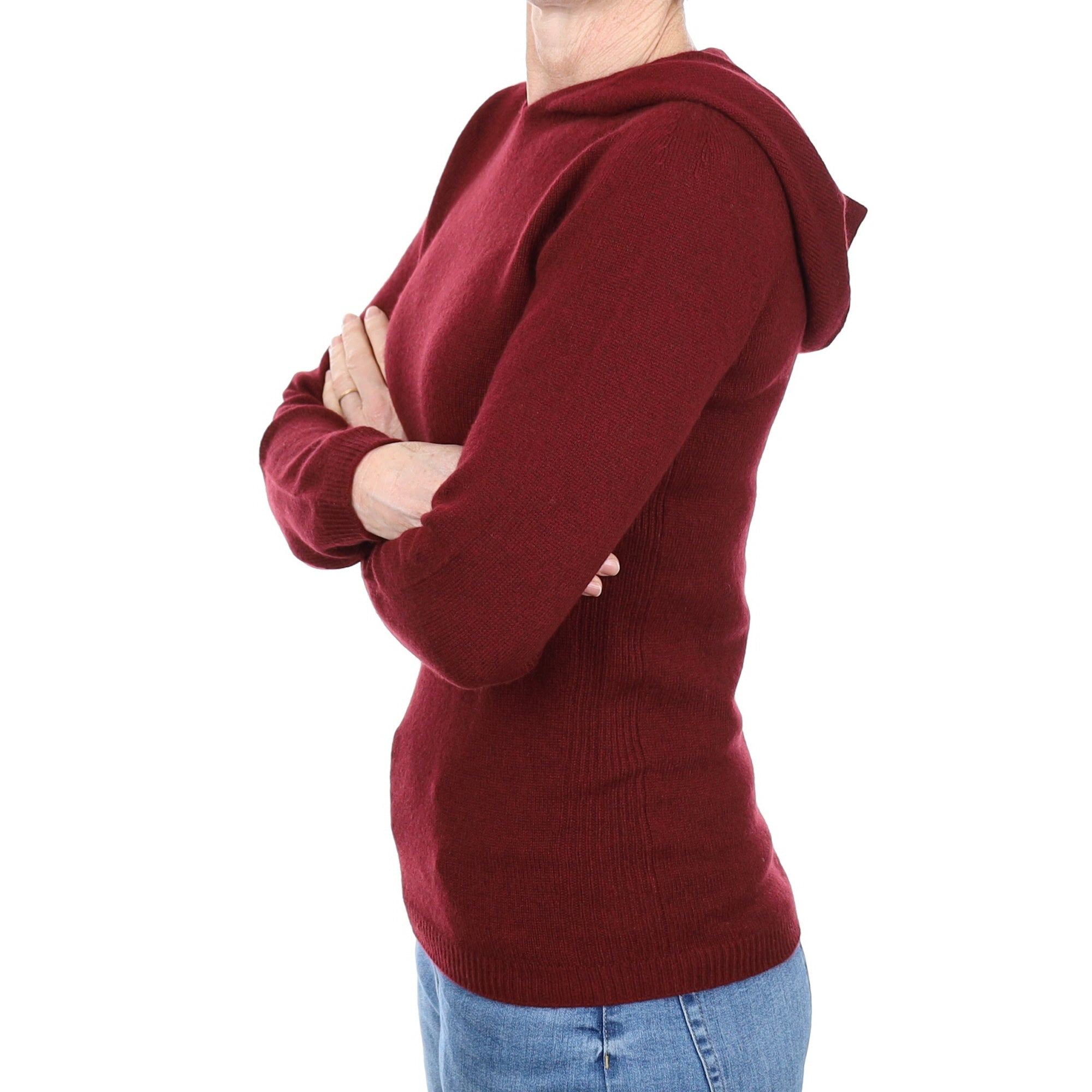 Brand New Scottish Maroon Red Cashmere Hoodie Small