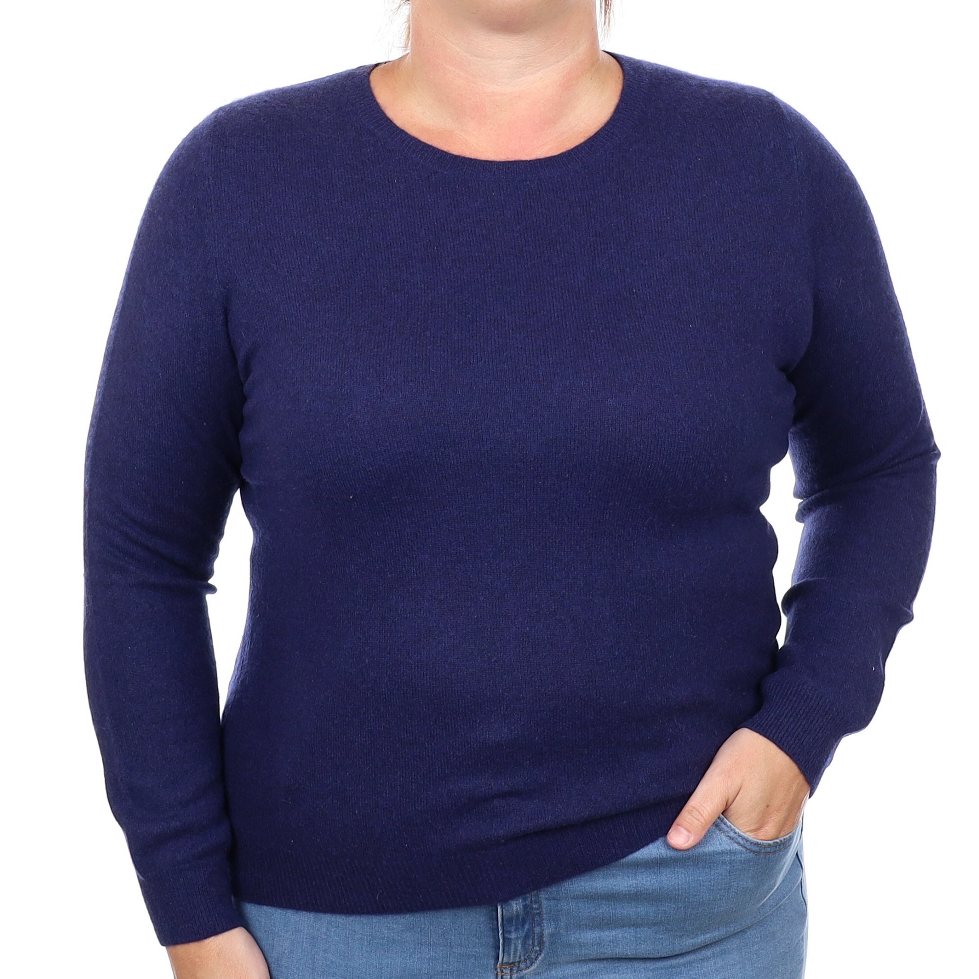 French Navy Cashmere Crew Neck Jumper Large