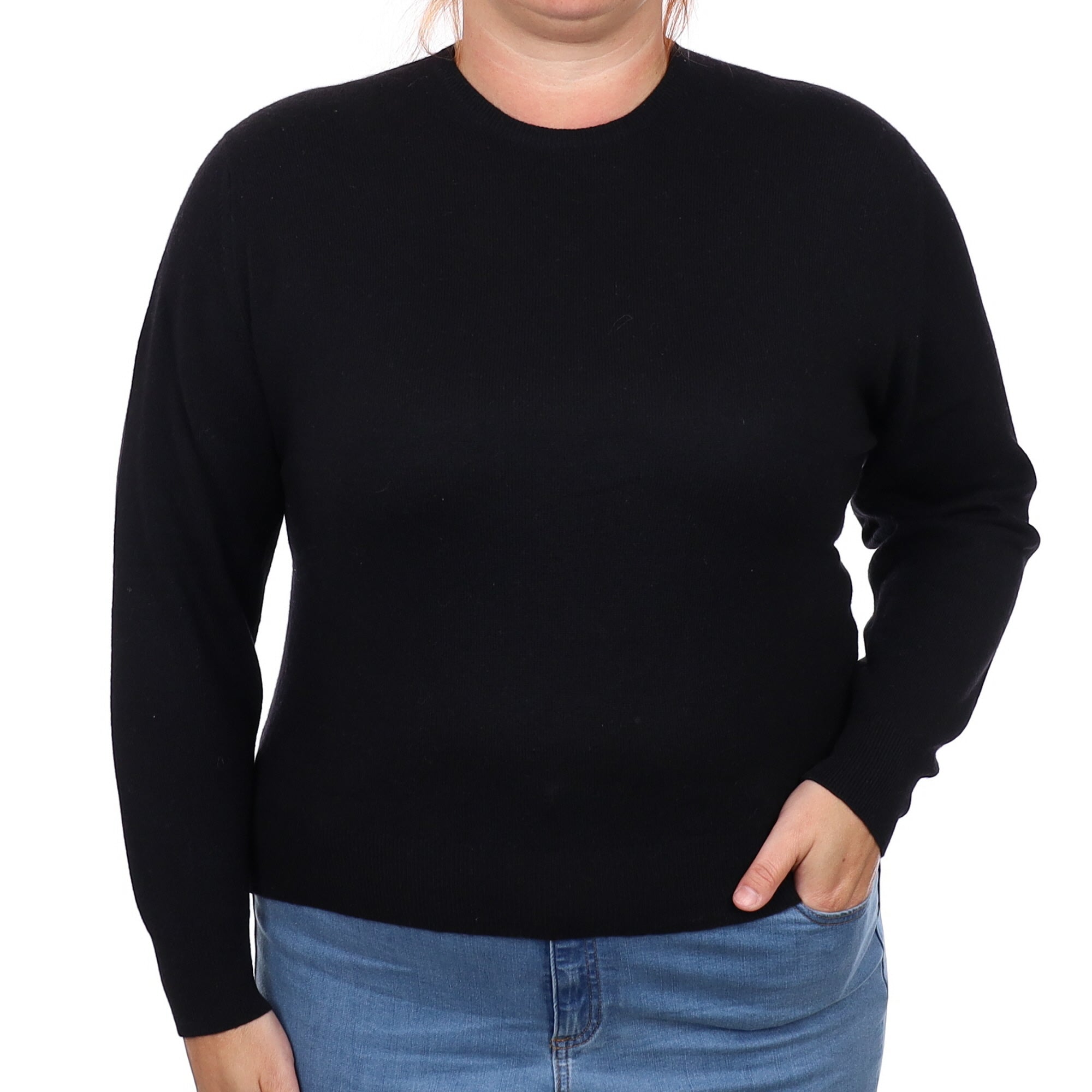 Black Cashmere Crew Neck Jumper Large