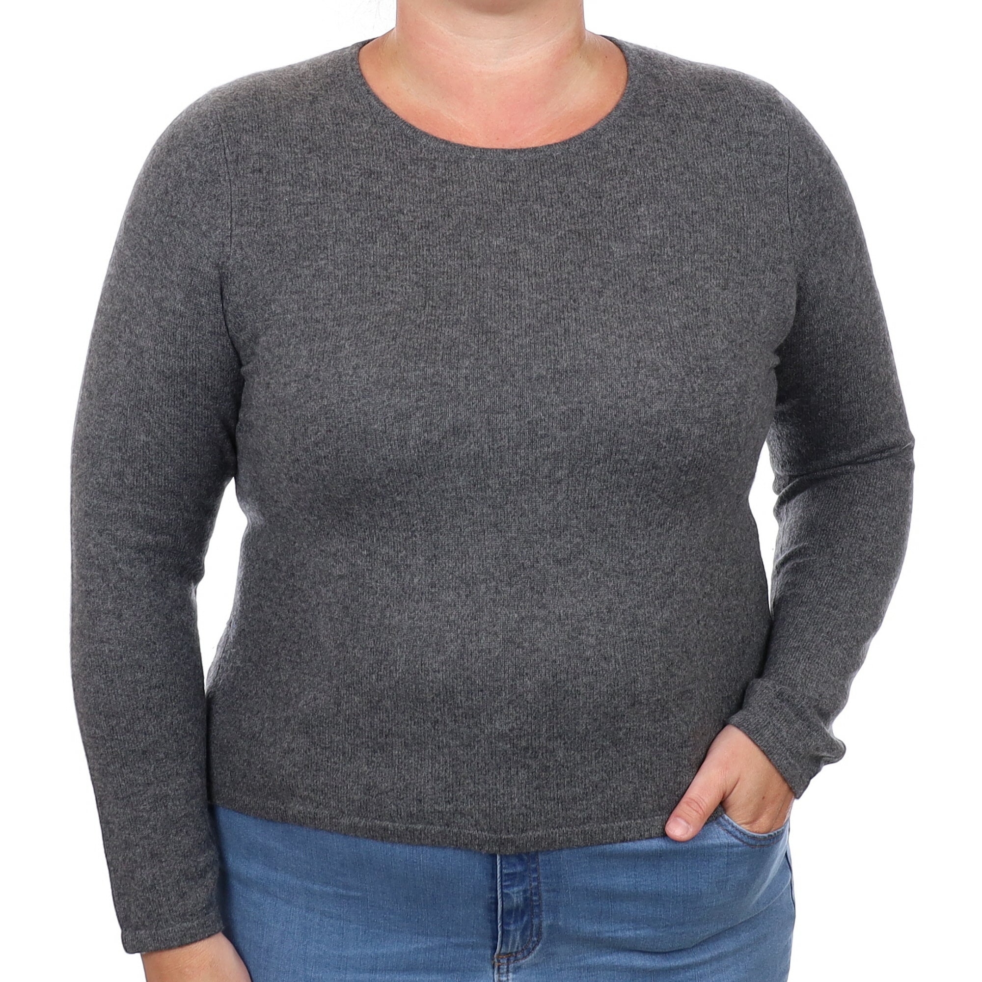 Slate Grey Cashmere Crew Neck Jumper Large