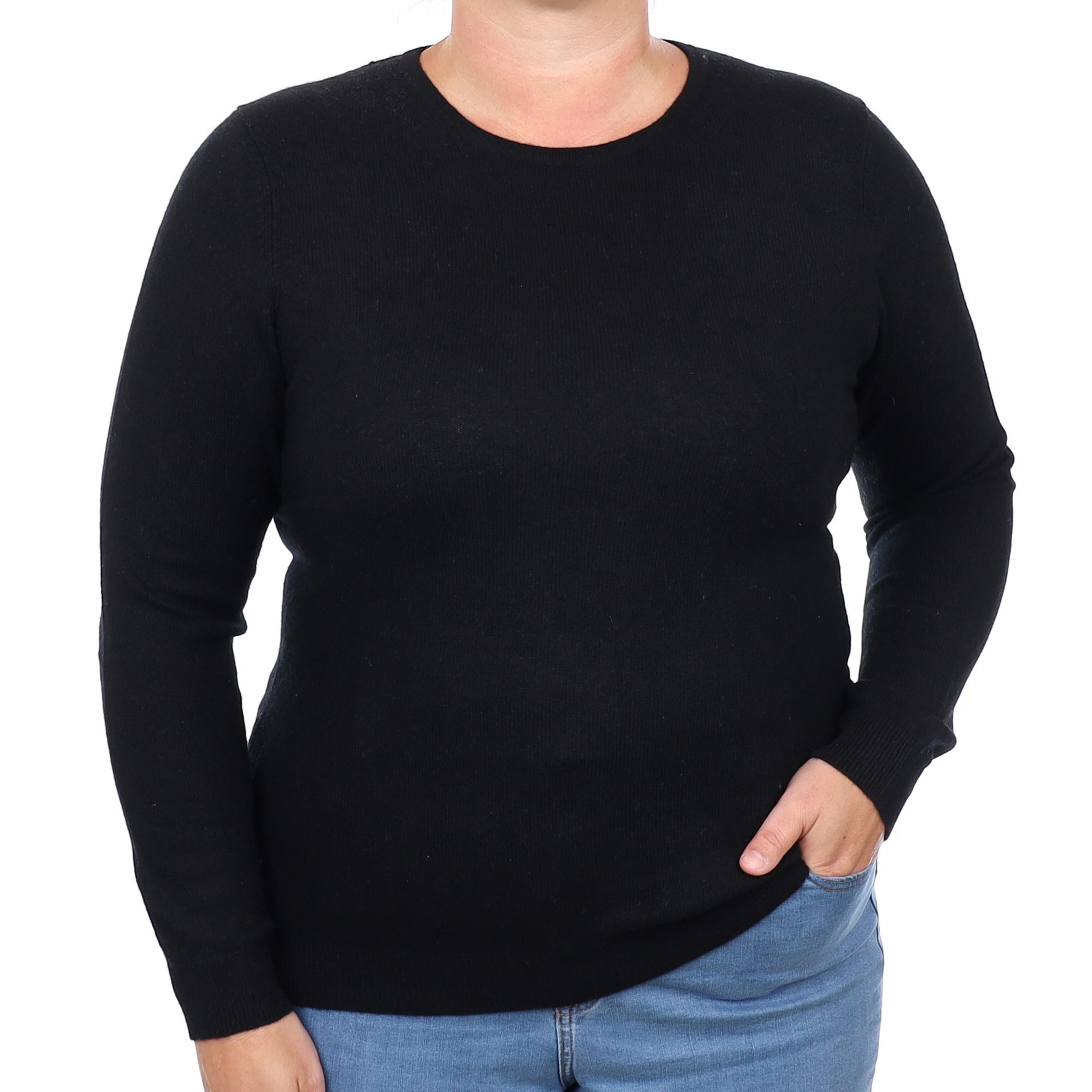 Black Cashmere Crew Neck Jumper Large