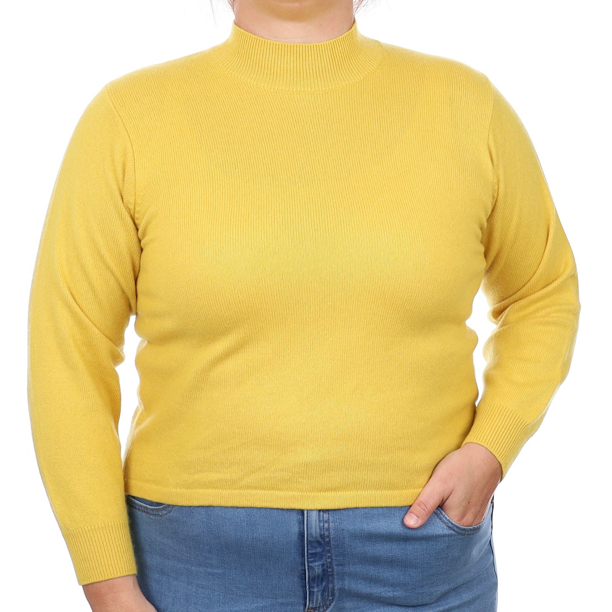 Sunflower Yellow Cashmere Turtle Neck Jumper Large