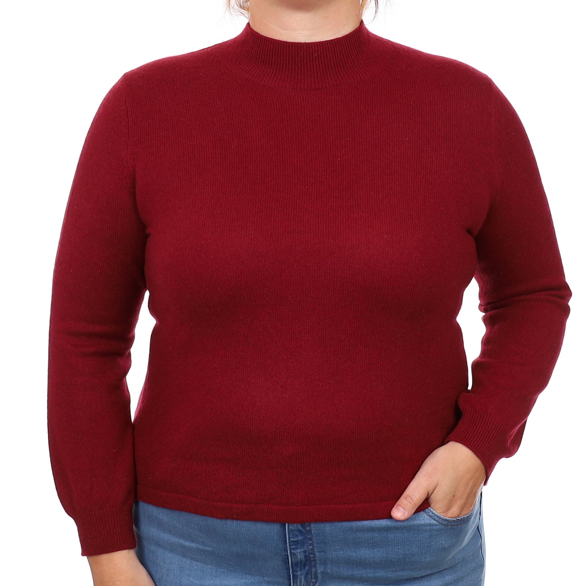 Burgundy Red Cashmere Turtle Neck Jumper Large