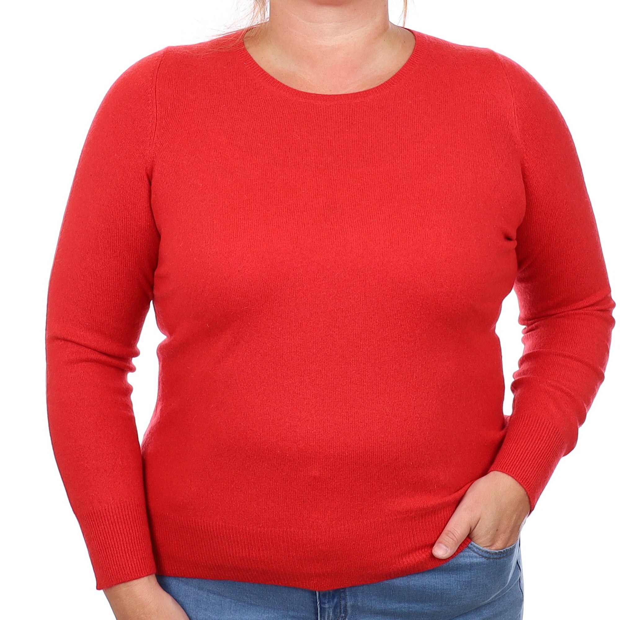 Berry Red Cashmere Crew Neck Jumper Large