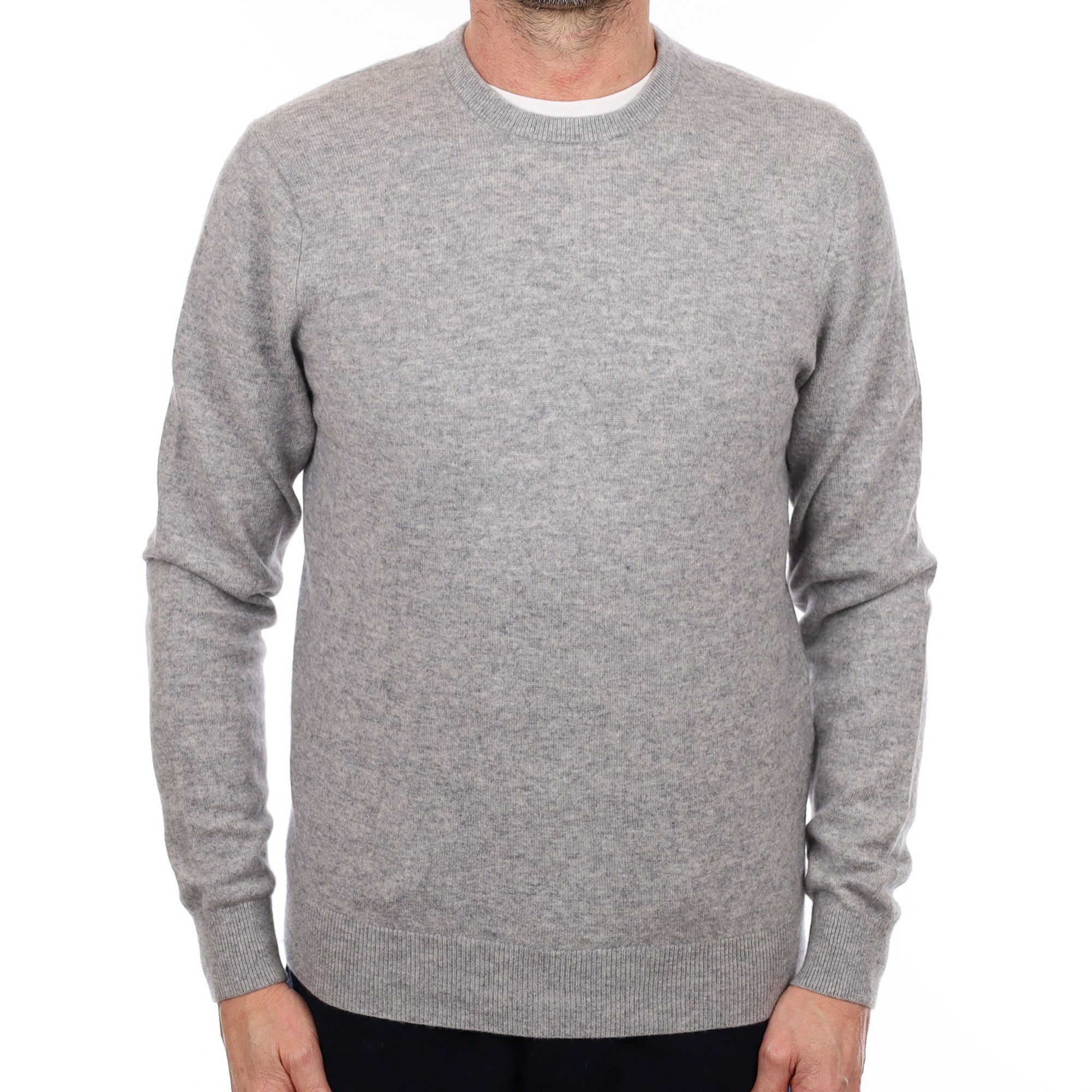 Men's Smoke Grey Cashmere Crew Neck Jumper Small