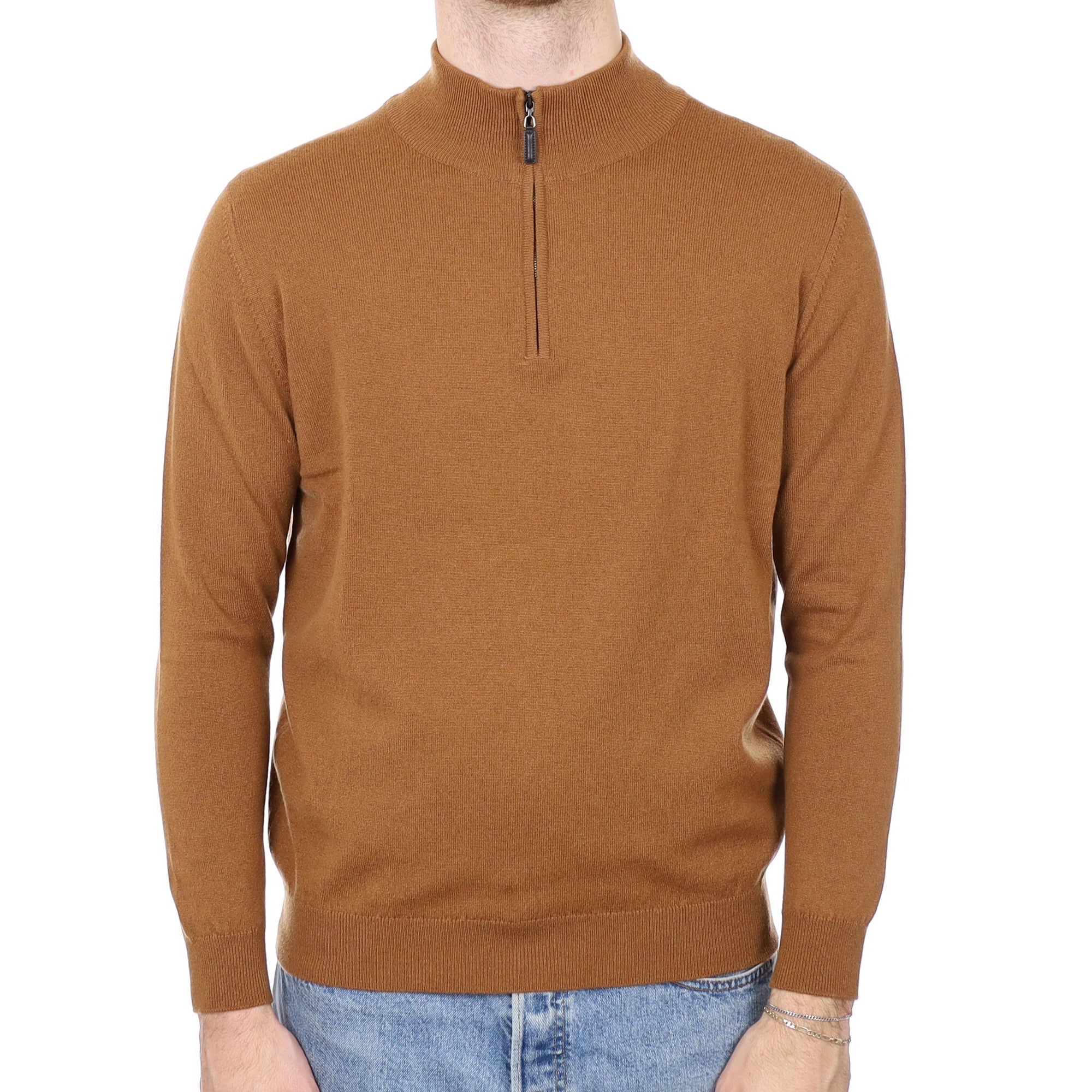 Men's Brand New Scottish Cinnamon Cashmere 1/4 Zip Jumper Large