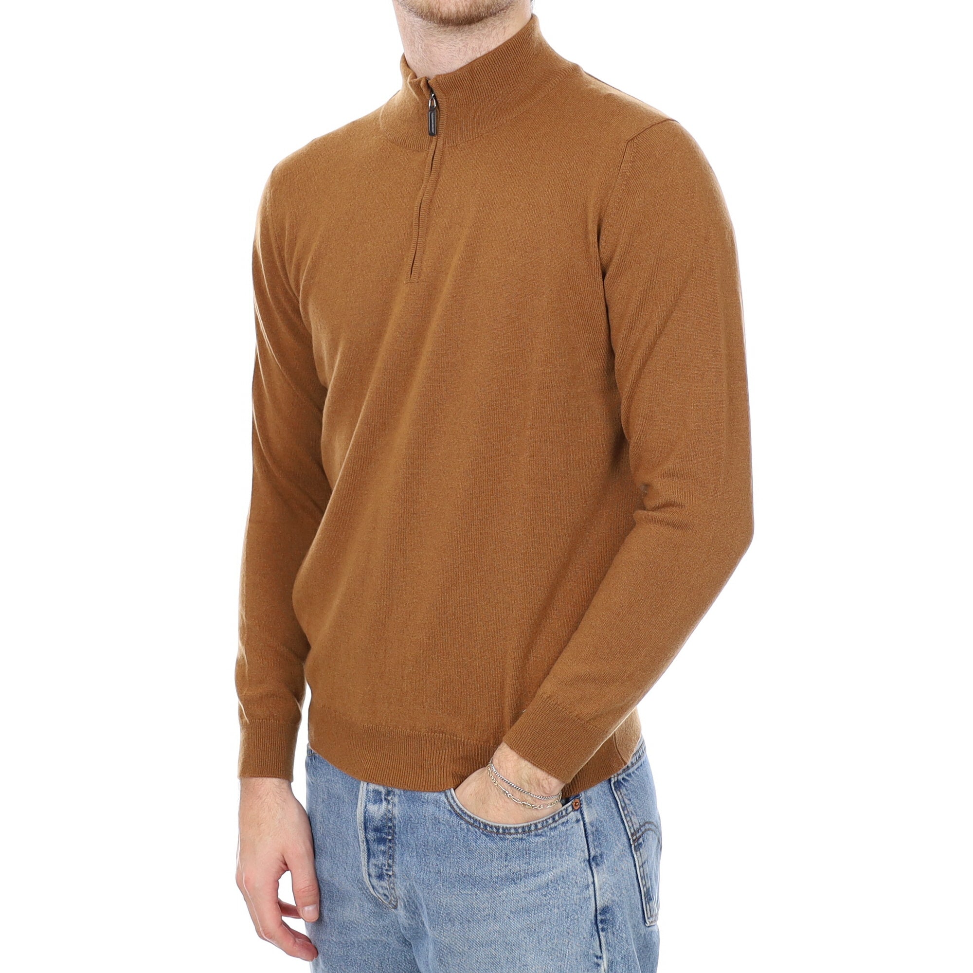 Men's Brand New Scottish Cinnamon Cashmere 1/4 Zip Jumper Medium