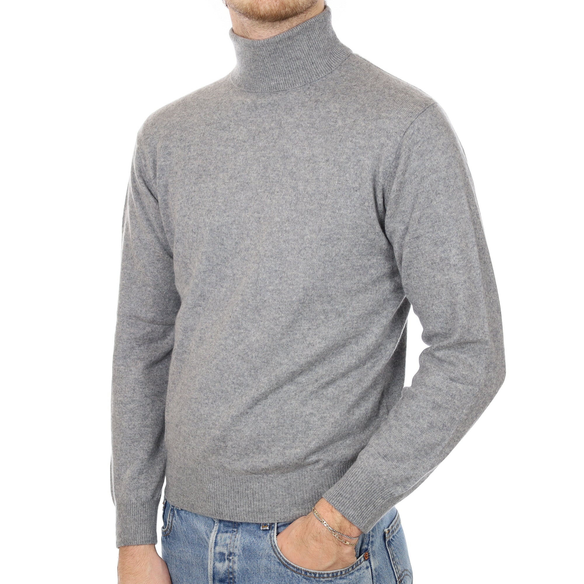 Men's Cashmere Polo Neck Jumper Medium