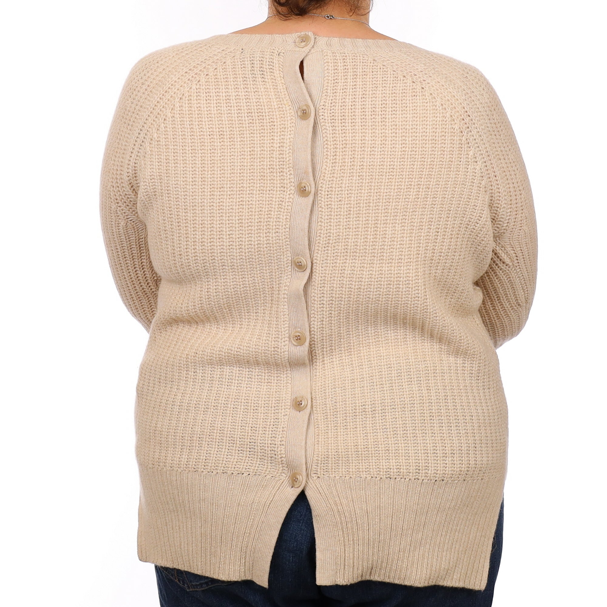 Oatmeal Cashmere Chunky Knit Boat Neck Jumper Extra Large