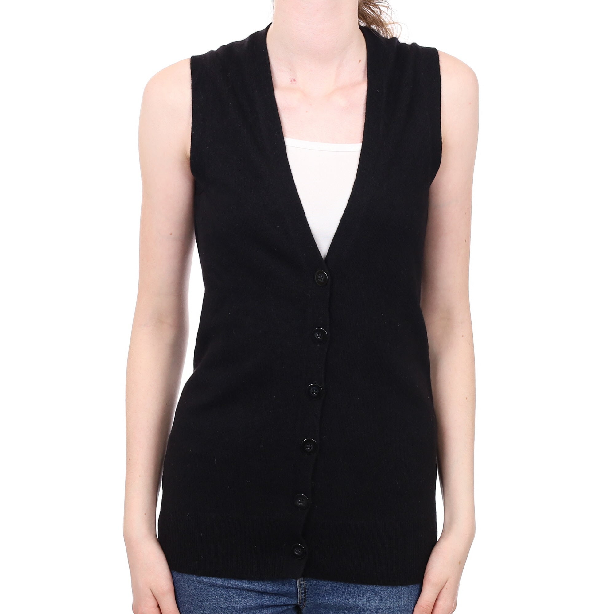 Black Cashmere V Neck Waistcoat Extra Small