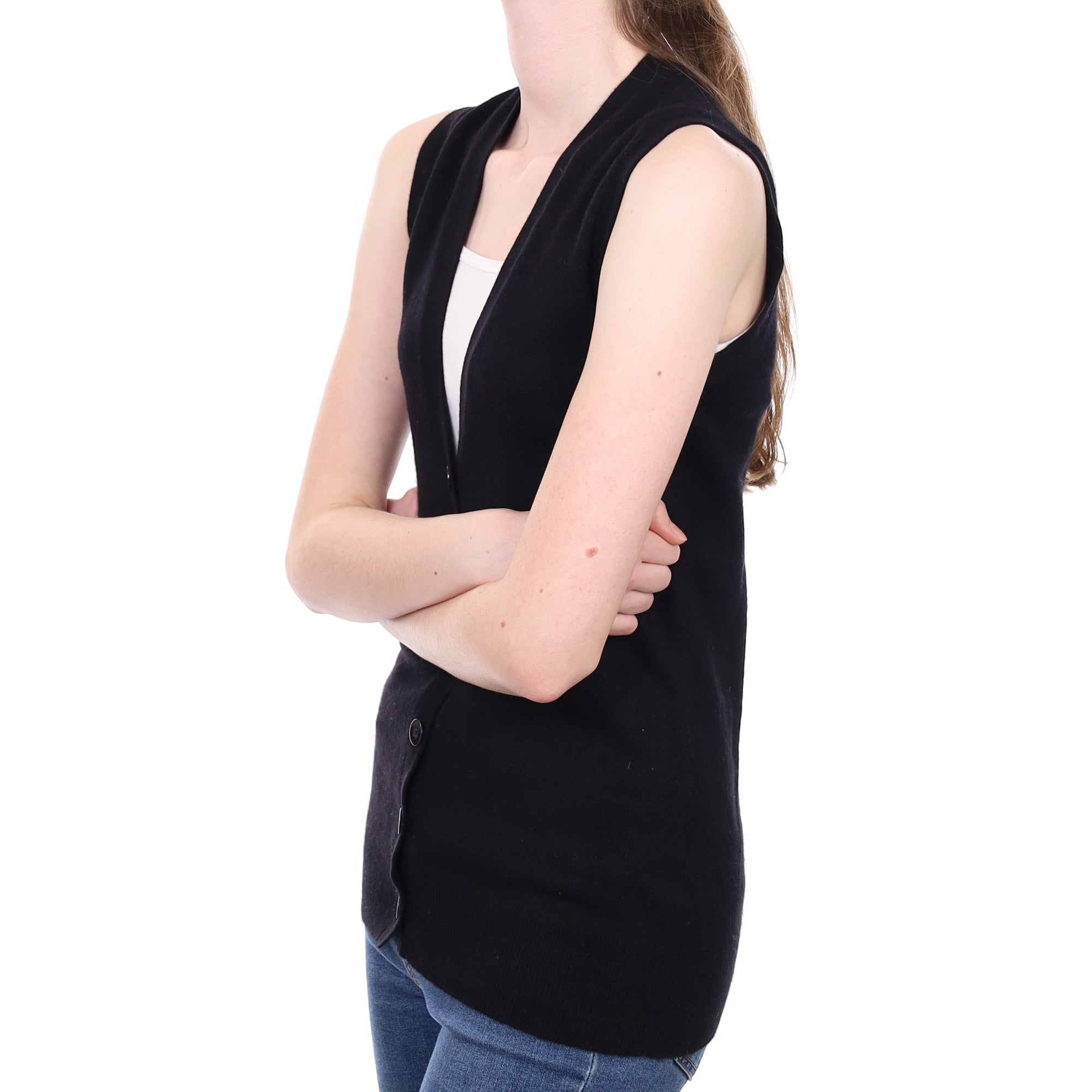 Black Cashmere V Neck Waistcoat Extra Small