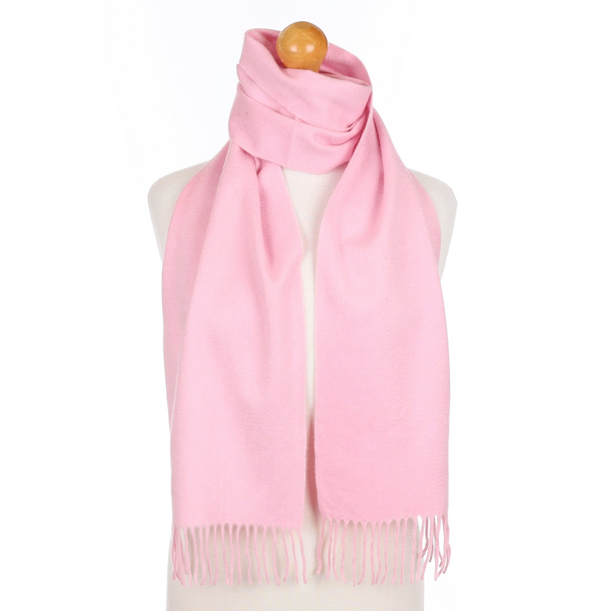 Carnation Pink Cashmere Fringed Woven Scarf