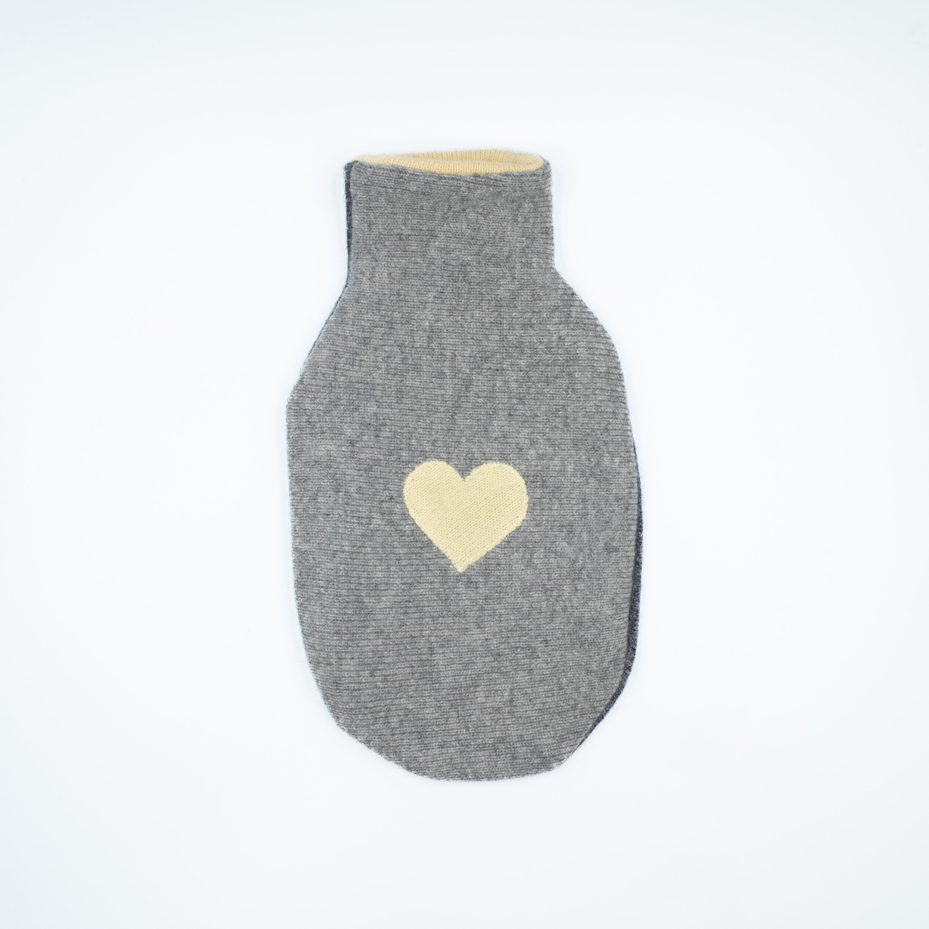 Pale Grey and Yellow Cashmere Small Hot Water Bottle