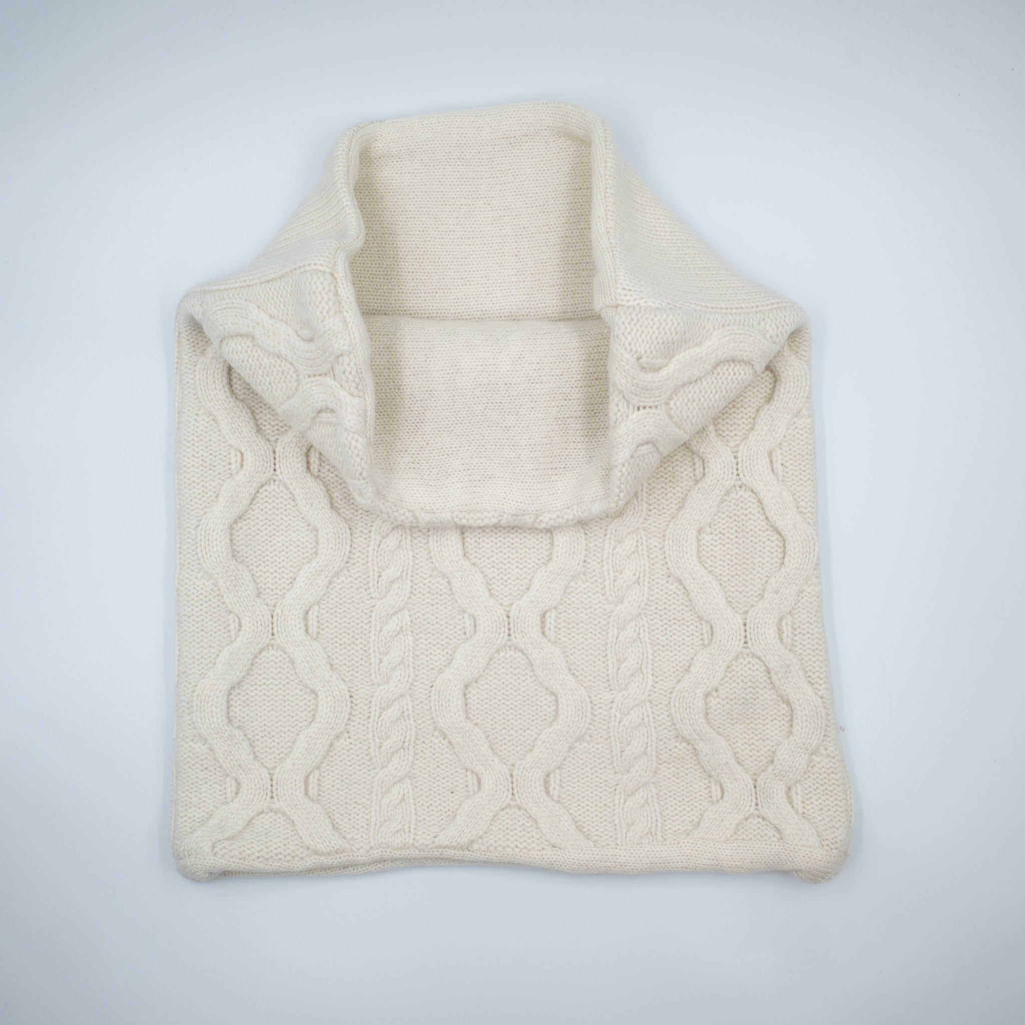 Winter White Chunky Cable Knit Luxury Double Layered Snood