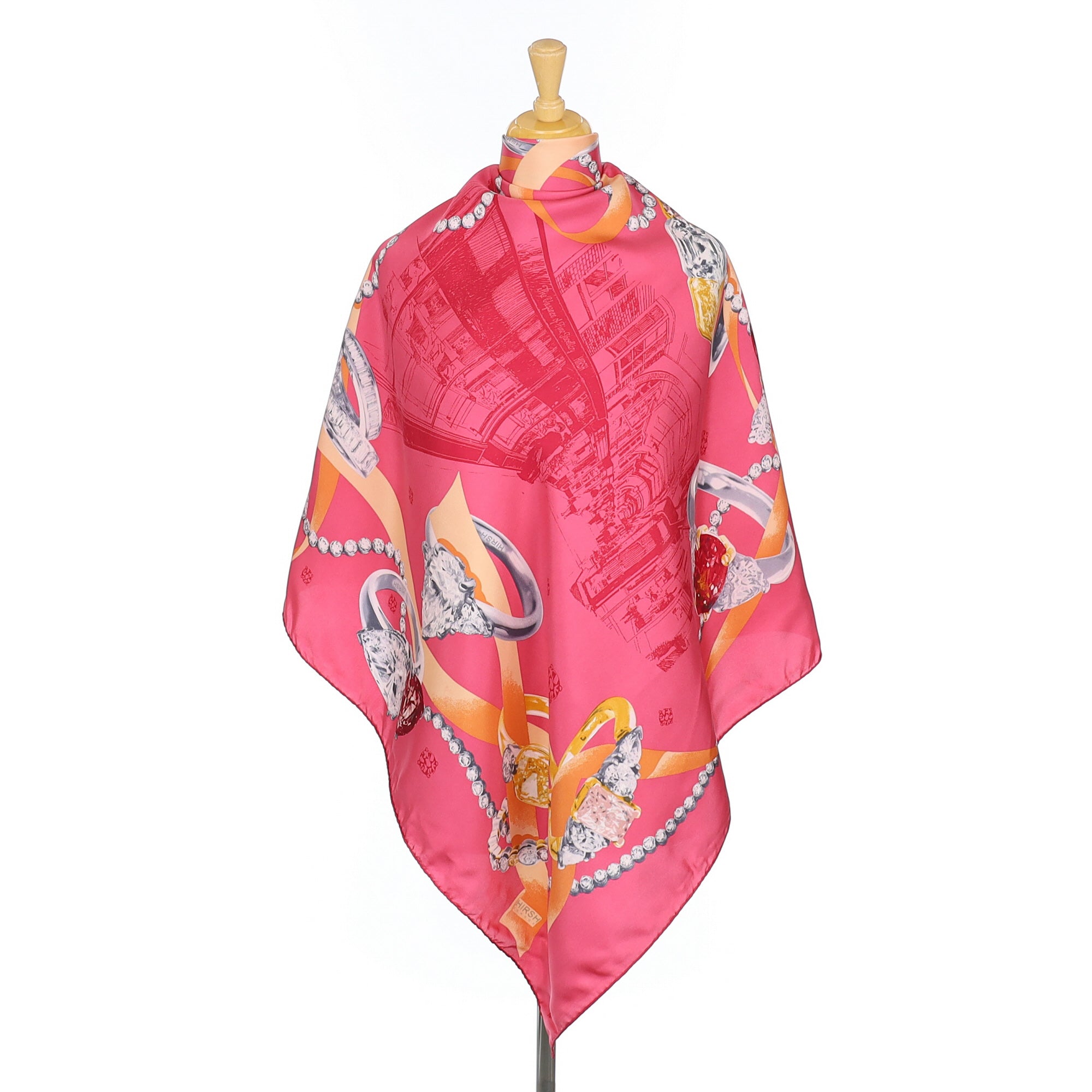 Hirsh London Pink Design Silk Scarf