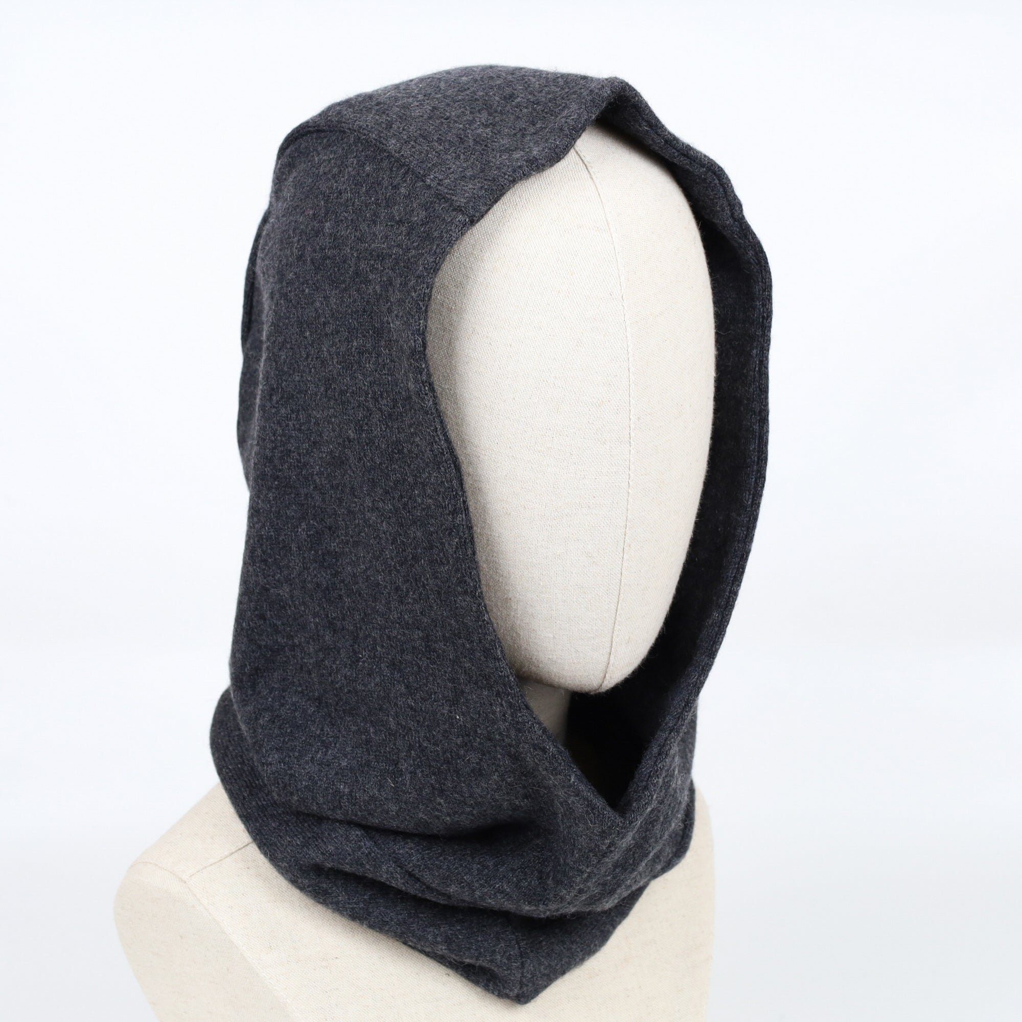 Slate Grey and Black Reversible Cashmere Hood Unisex